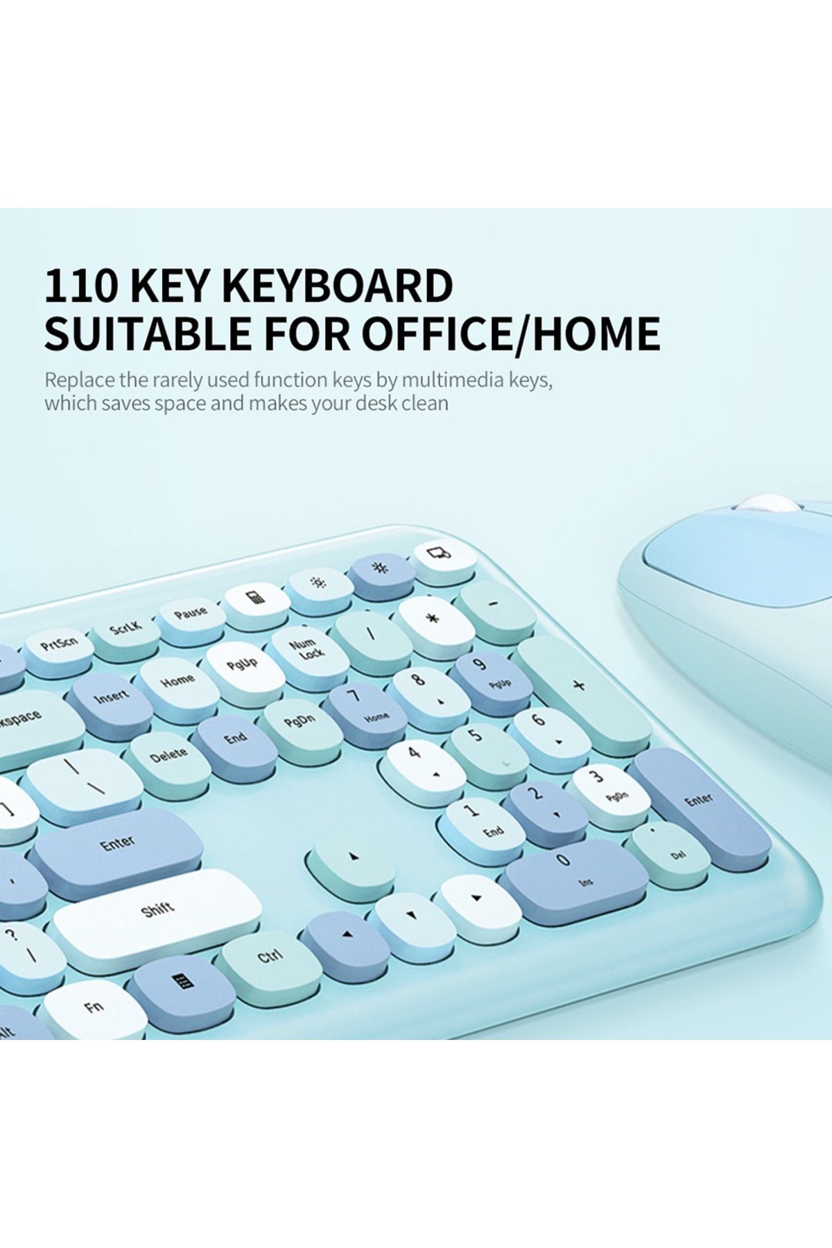 Choice-English Green Mofii Wireless Keyboard And Mouse Combo Slim Compact 2.4g Usb Full Size Wireless Mouse 3