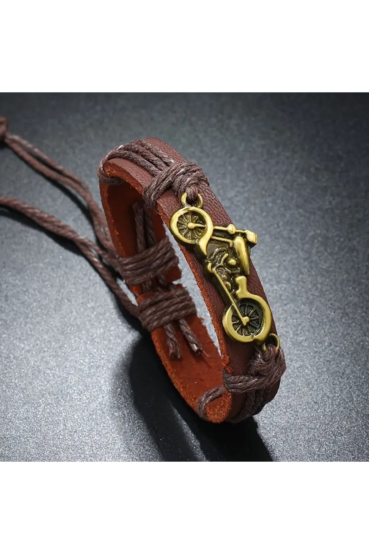 Feron accessories Erkek Deri Çelik Detaylı Örgü Bileklik E-405