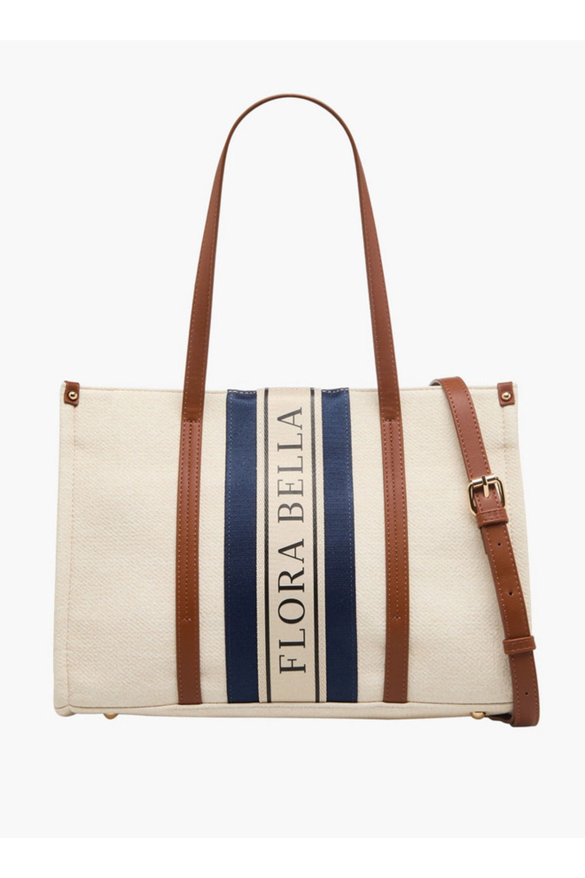 Flora Bella by Shoexpress-Logo Print Tote Bag with Double Handle and Zip Closure 1
