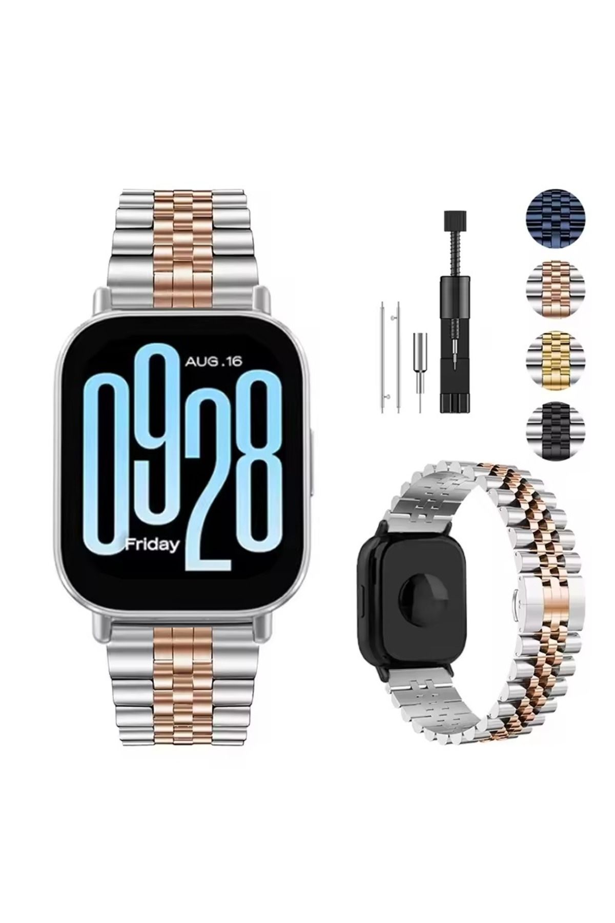 Alstrap Redmi Watch 5 Active/Redmi Watch 5 Lite Uyumlu Rolex Tasarım Paslanmaz Çelik Rolex Kordon