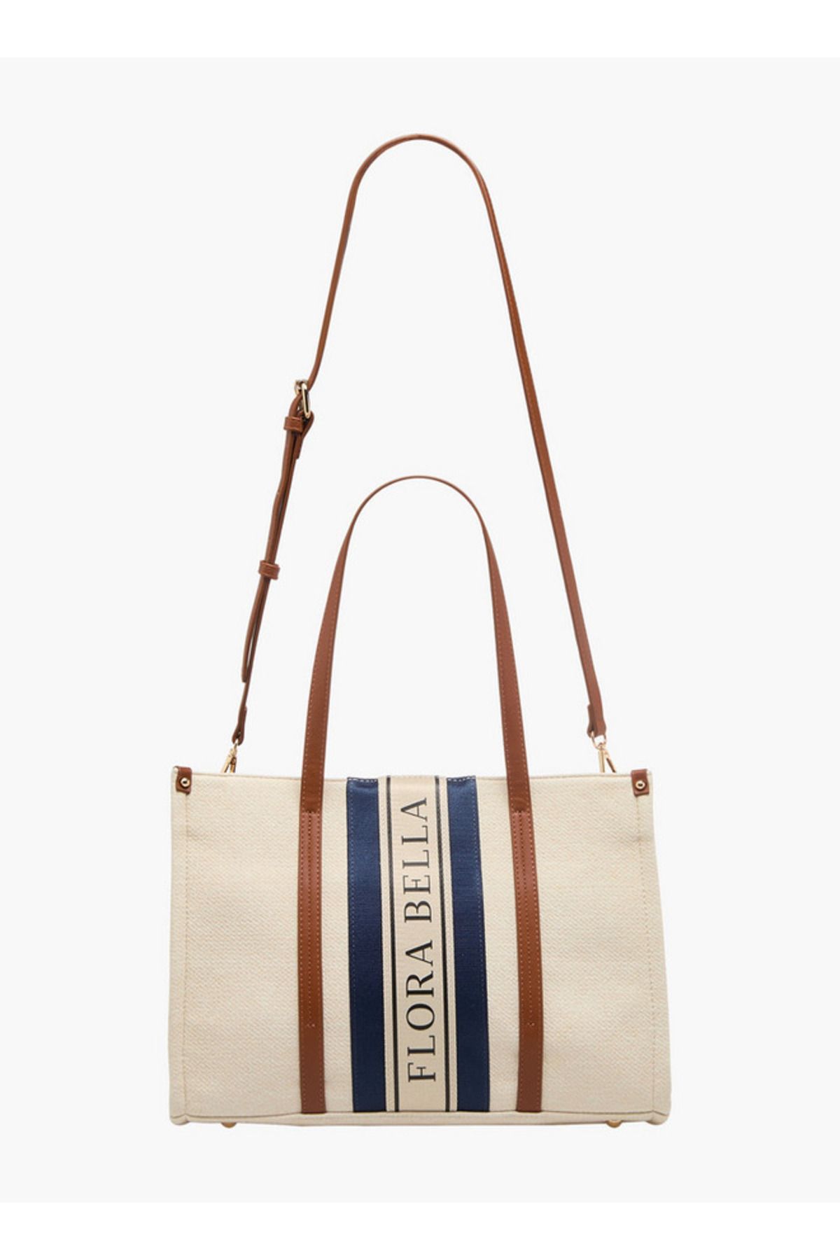 Flora Bella by Shoexpress-Logo Print Tote Bag with Double Handle and Zip Closure 2