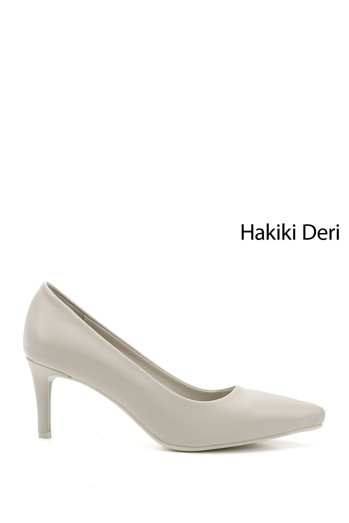 GÖNDERİ(R) Kadın / Kız Bej Sivri Burun İnce Topuklu Hakiki Deri Stiletto