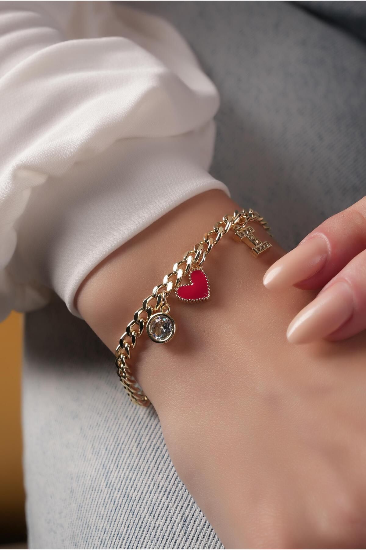 Çlk Accessories Premium Taşlı Kalp Bileklik 070905
