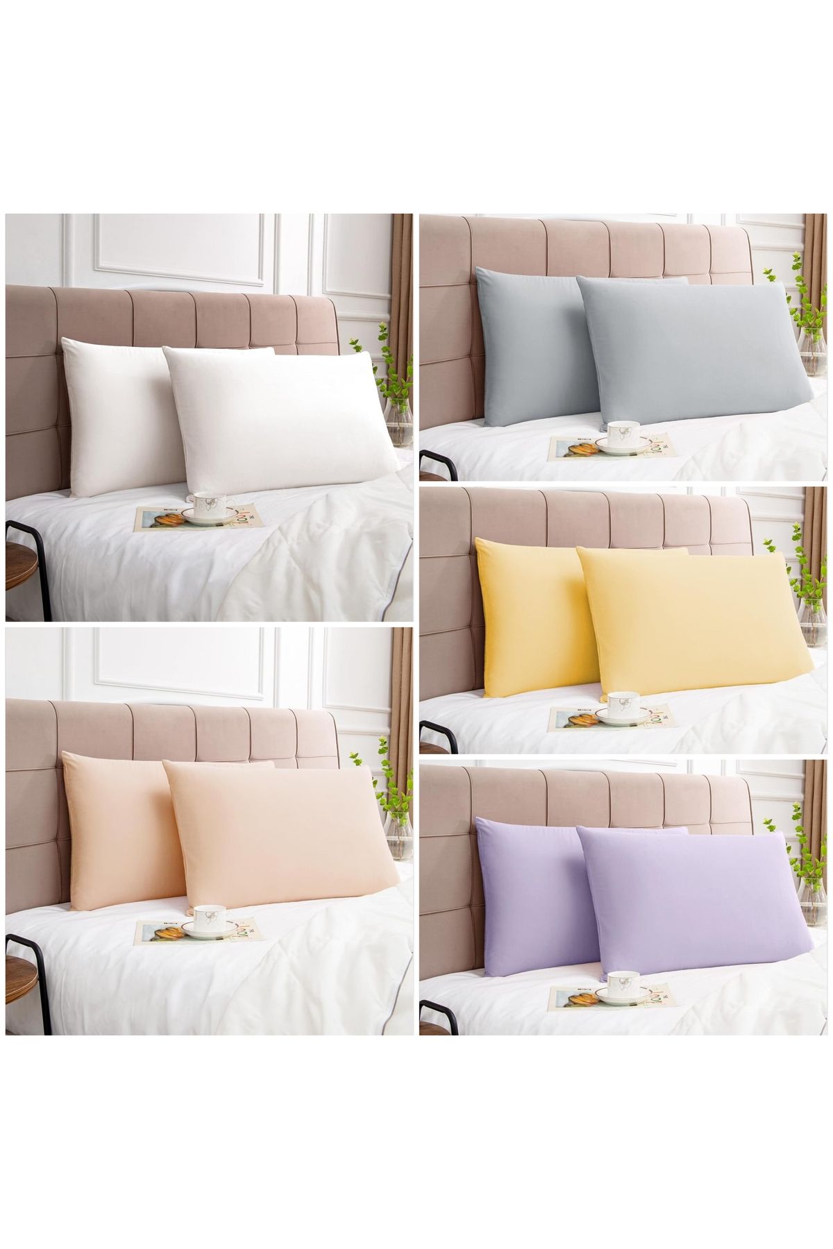 Belomia Home Collection 10 Adet Farklı Renk Pamuklu Yastık Kılıfı | 10'lu 5 Çift Soft Renkler 50 x 70 cm Yastık Kılıfı