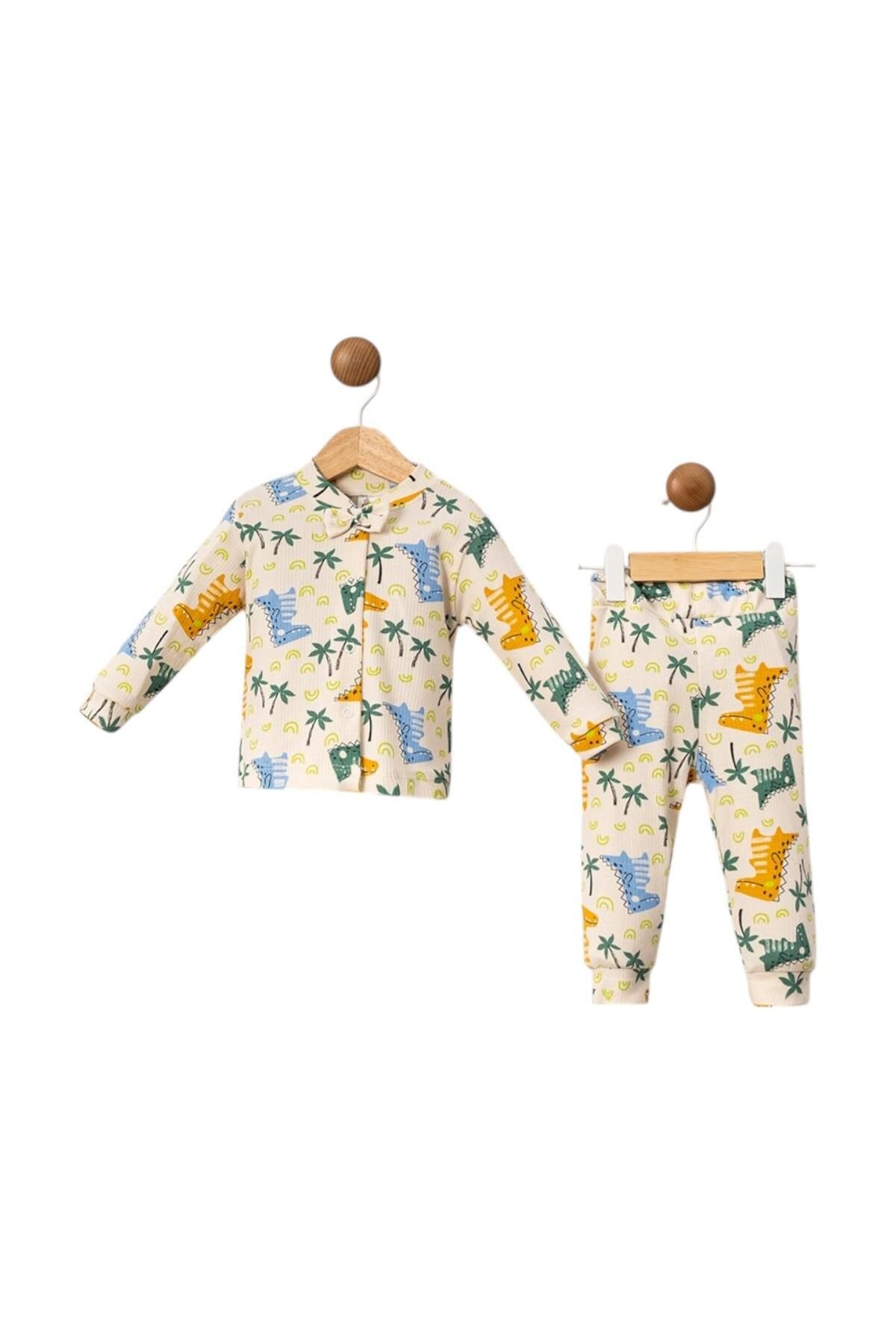 RAMADA %100 pamuk dinazor desenli bebek pijama takım