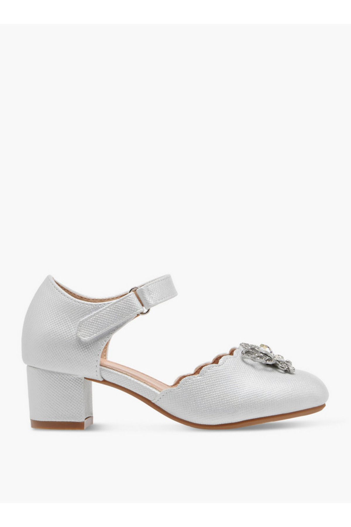 Flora Bella by Shoexpress-Embellished Block Heel Shoes with Hook and Loop Closure 3
