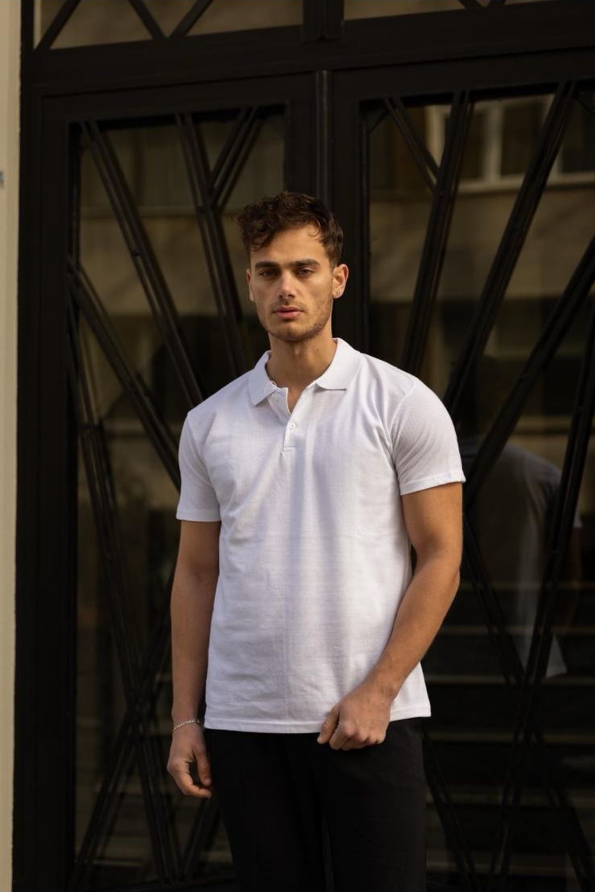 GAYIŞ Erkek Pike Kumaş Polo Yaka T-shirt, Erkek Günlük Klasik Tişört