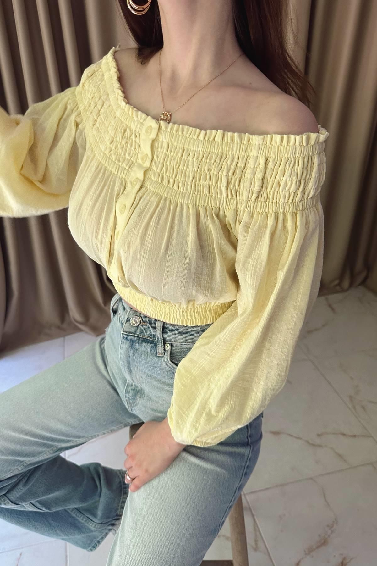 lizge giyim-Open Shoulder Buttoned Ball 5