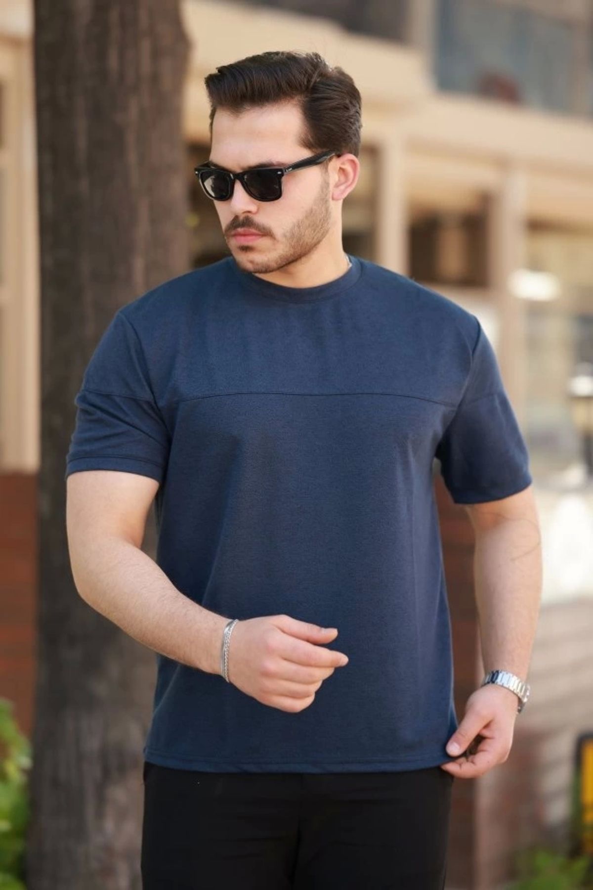Kaplan Erkek Oversize Bisiklet Yaka Kısa Kollu T-shirt
