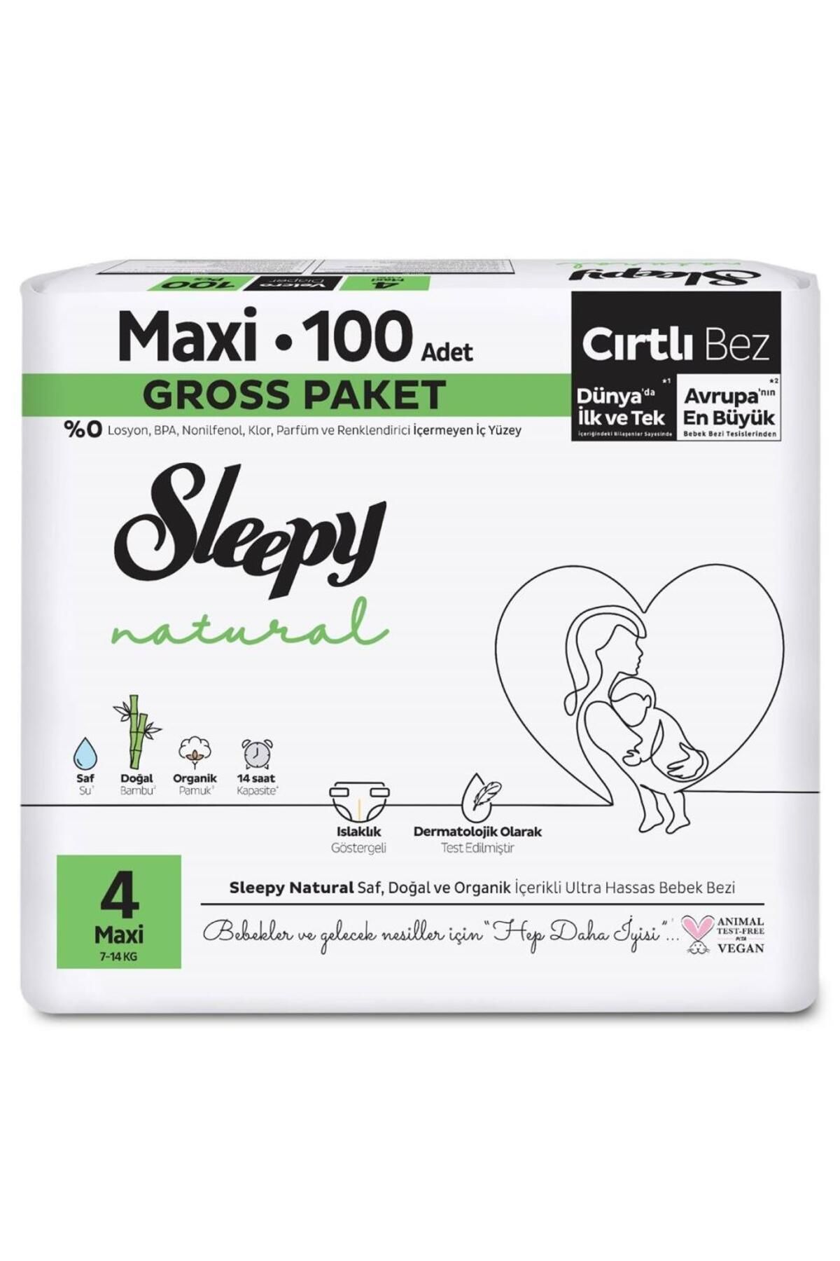 Skygo Sleepy Natural Bebek Bezi Gross Paket 4 Beden 7-14 Kg 100 Adet