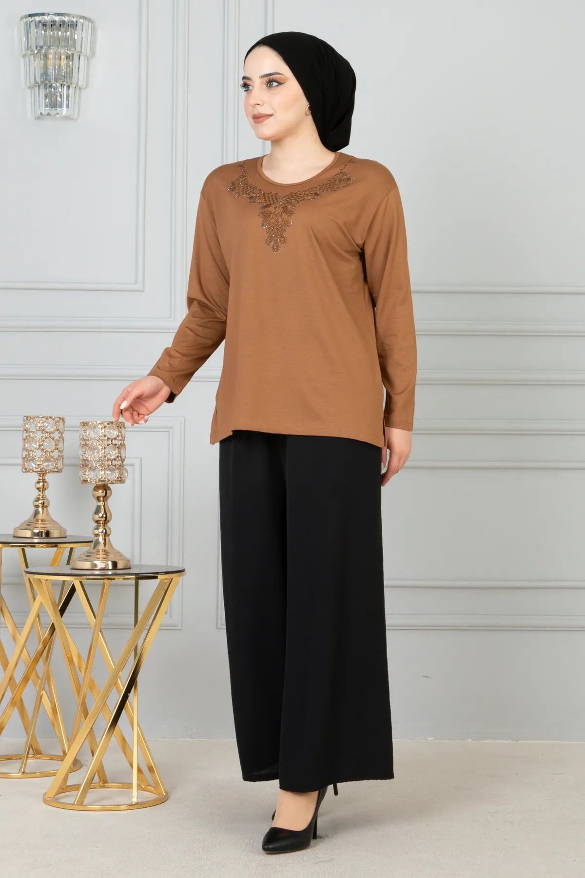 LİFERA Lifera İşleme Detaylı Penye Anne Bluzu