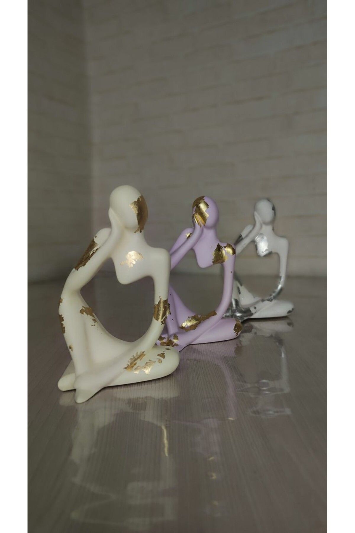 beautystyle Karışık Renkler Düşünen Adamlar Biblo Heykel Seti Modern -Şık Ve Estetik