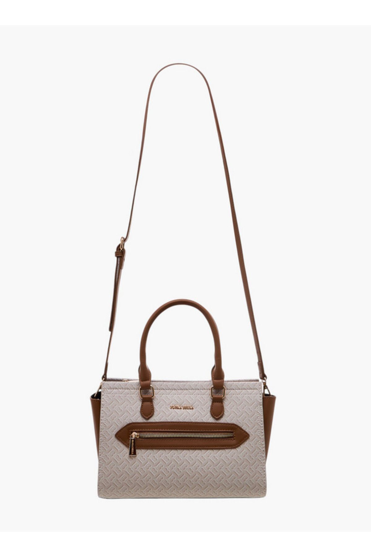 Flora Bella by Shoexpress-Monogram Print Tote Bag with Double Handle and Zip Closure 2