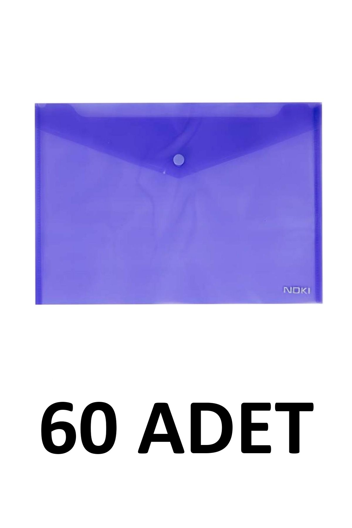 Noki 60 Adet Şeffaf A4 Çıtçıtlı Dosya Zarf Dosya Pembe