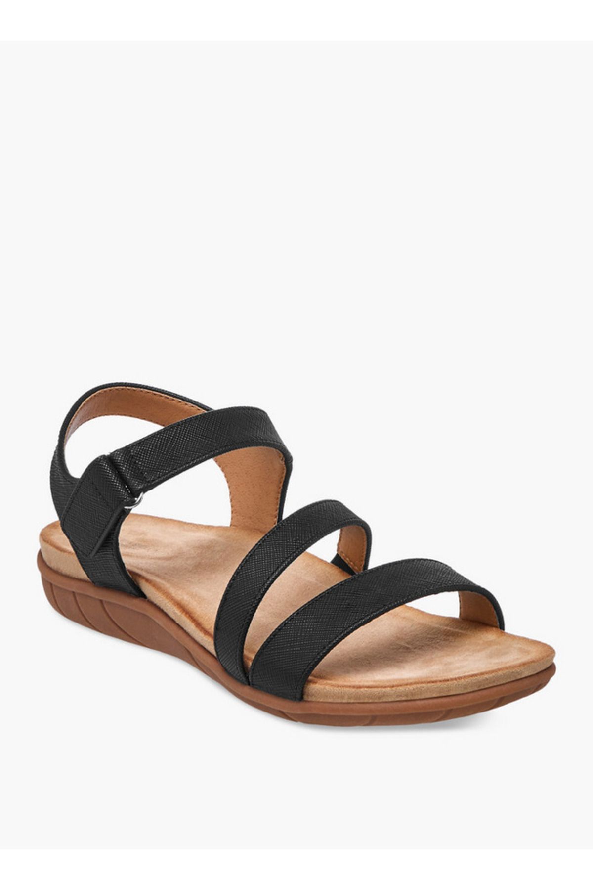 Flora Bella by Shoexpress-Textured Strap Sandals with Hook and Loop Closure 2
