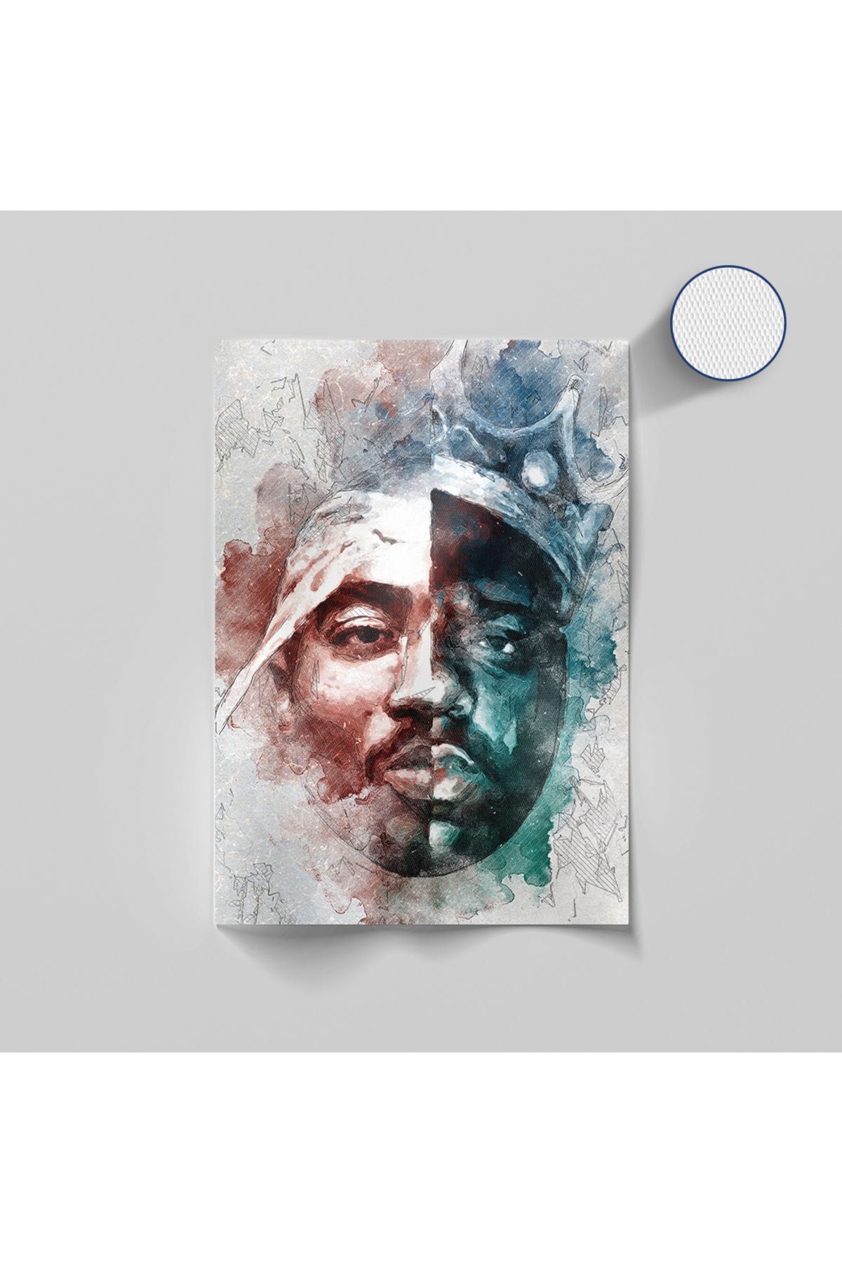Yzc Store Biggie & Tupac Kanvas Tablo | Hip Hop Efsaneleri Portre Duvar Sanatı | Hip Hop Tablosu