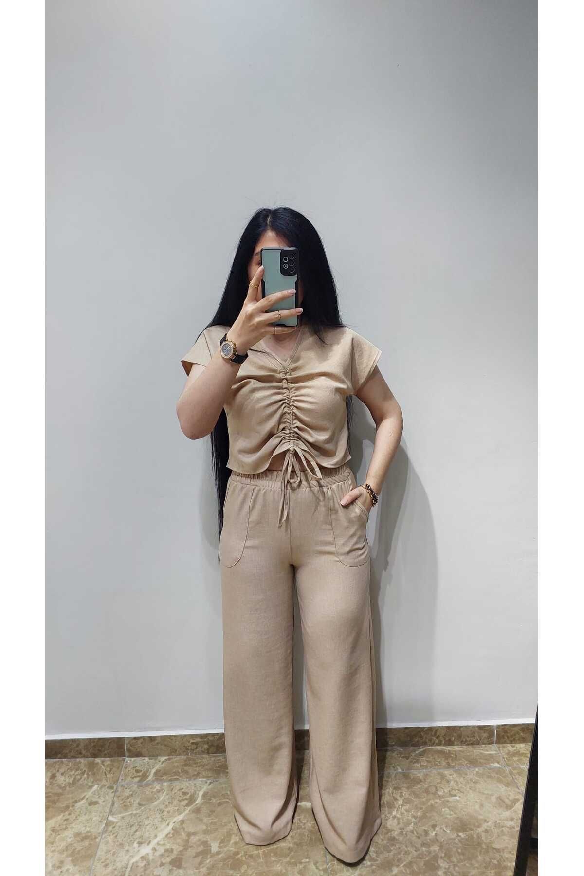 Nida Çelik Collection Büzgülü Model Keten Takımlar