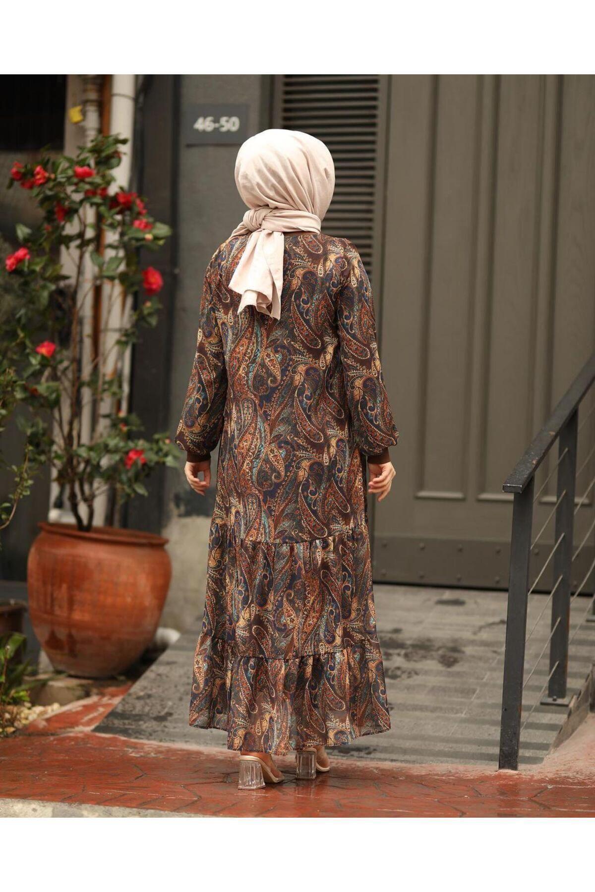 HARMAN BUTİK  KADIN ASTARLI ŞİFON ELBİSE - Görsel 6