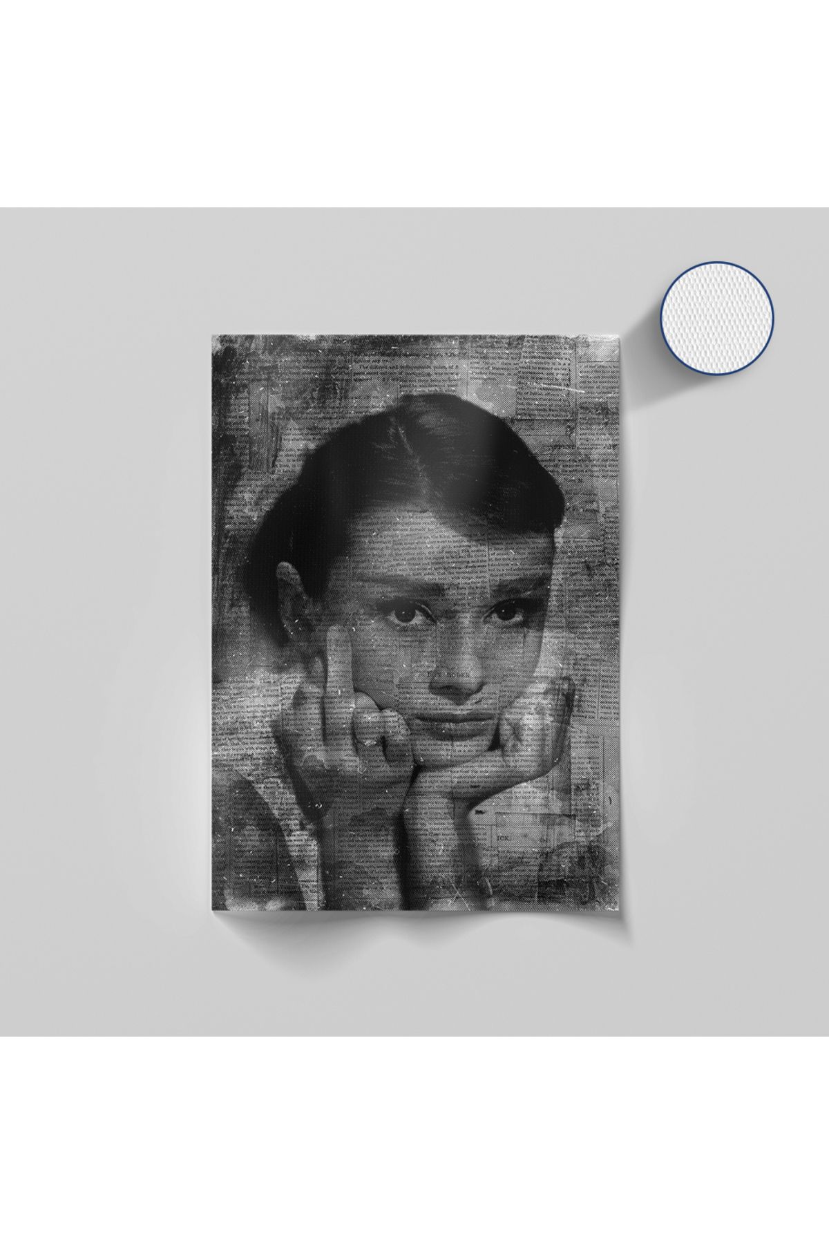Yzc Store Audrey Hepburn Portre Kanvas Tablo | Siyah Beyaz Sinema İkonu Poster Duvar Sanatı