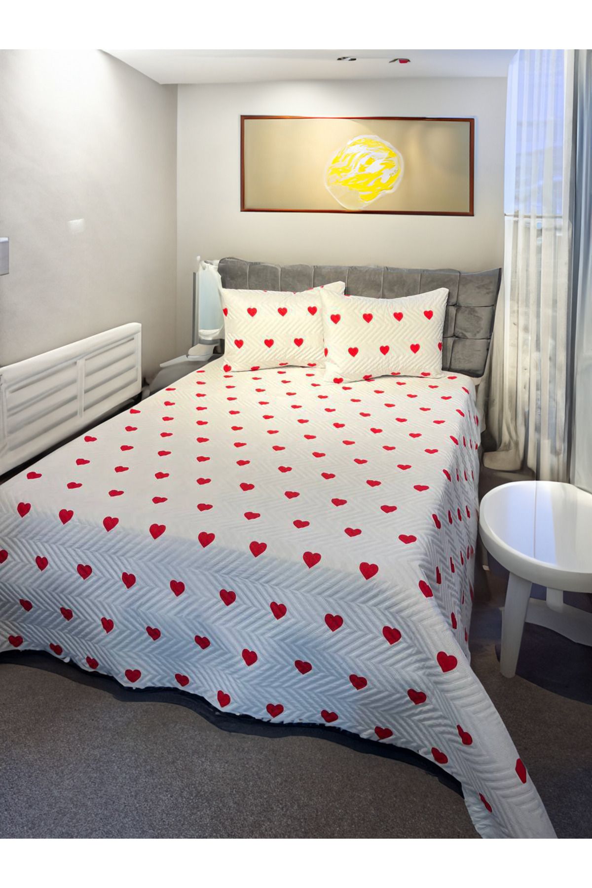 Faiend Çift Kişilik Çeyizlik Pike Yatak Örtüsü Takımı 160x240 cm 2 Yastık Kılıflı Çok Amaçlı Battaniye