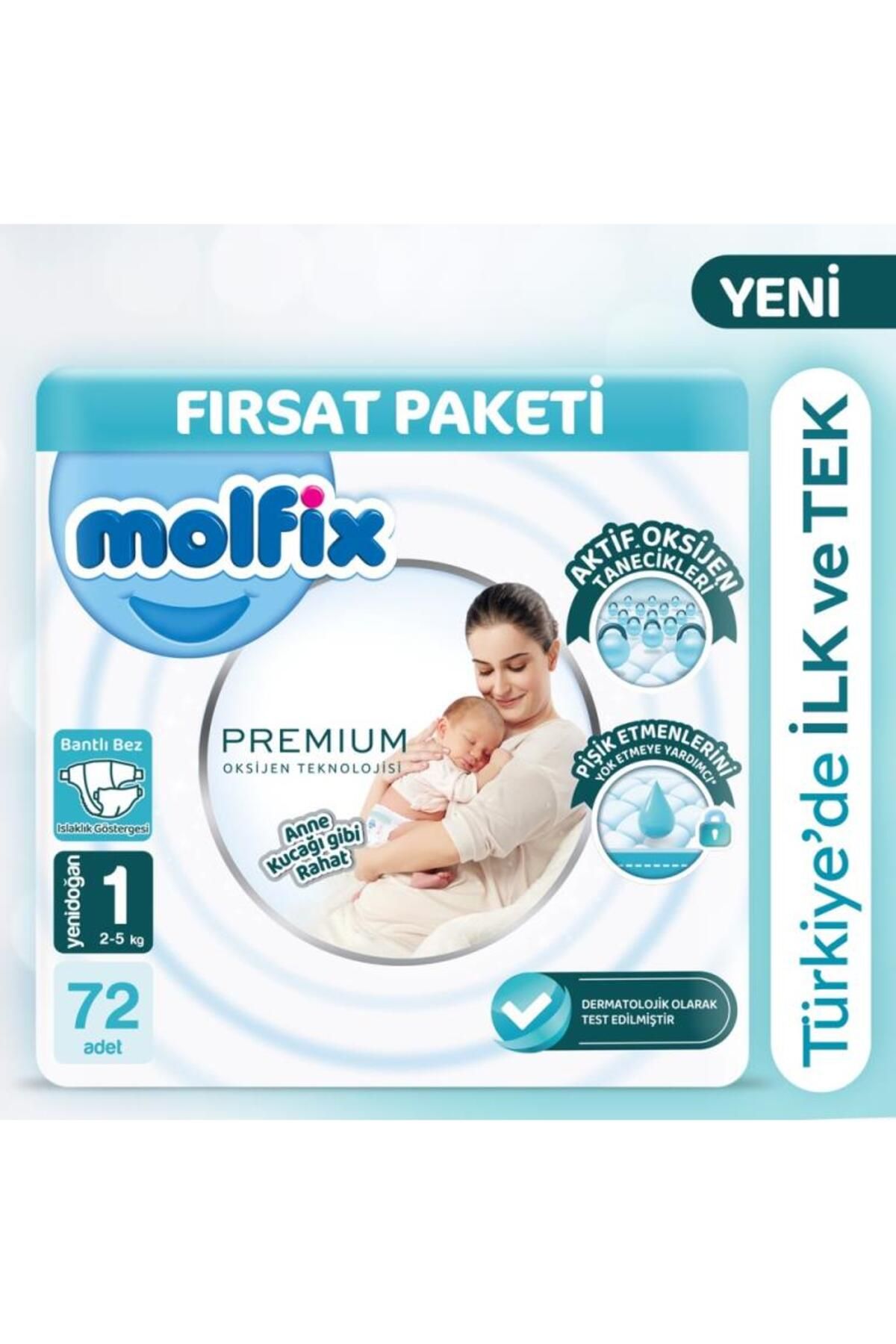 Skygo Molfix Premium Bebek Bezi Fırsat Paketi 1 Beden 2-5 Kg 72 Adet