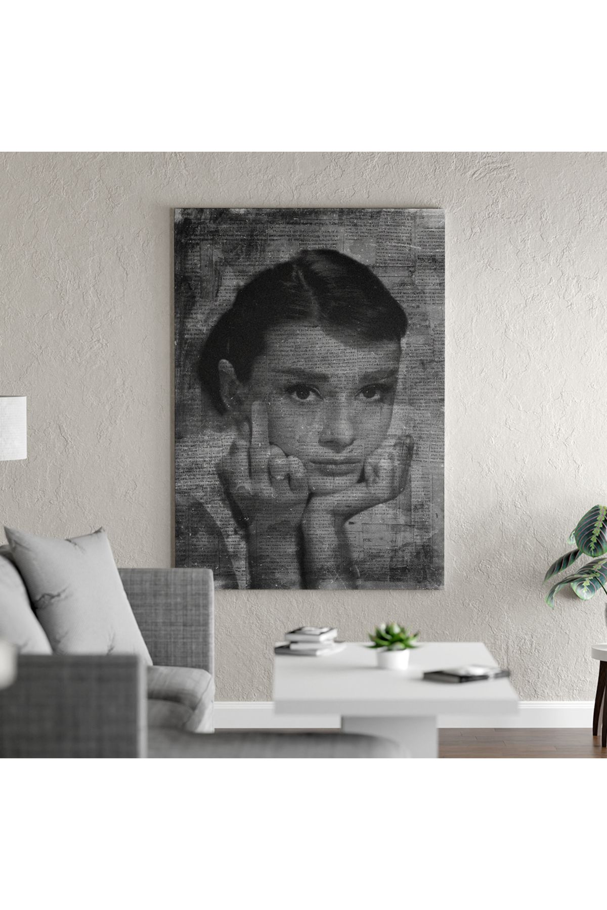 Yzc Store Audrey Hepburn Portre Kanvas Tablo | Siyah Beyaz Sinema İkonu Poster Duvar Sanatı