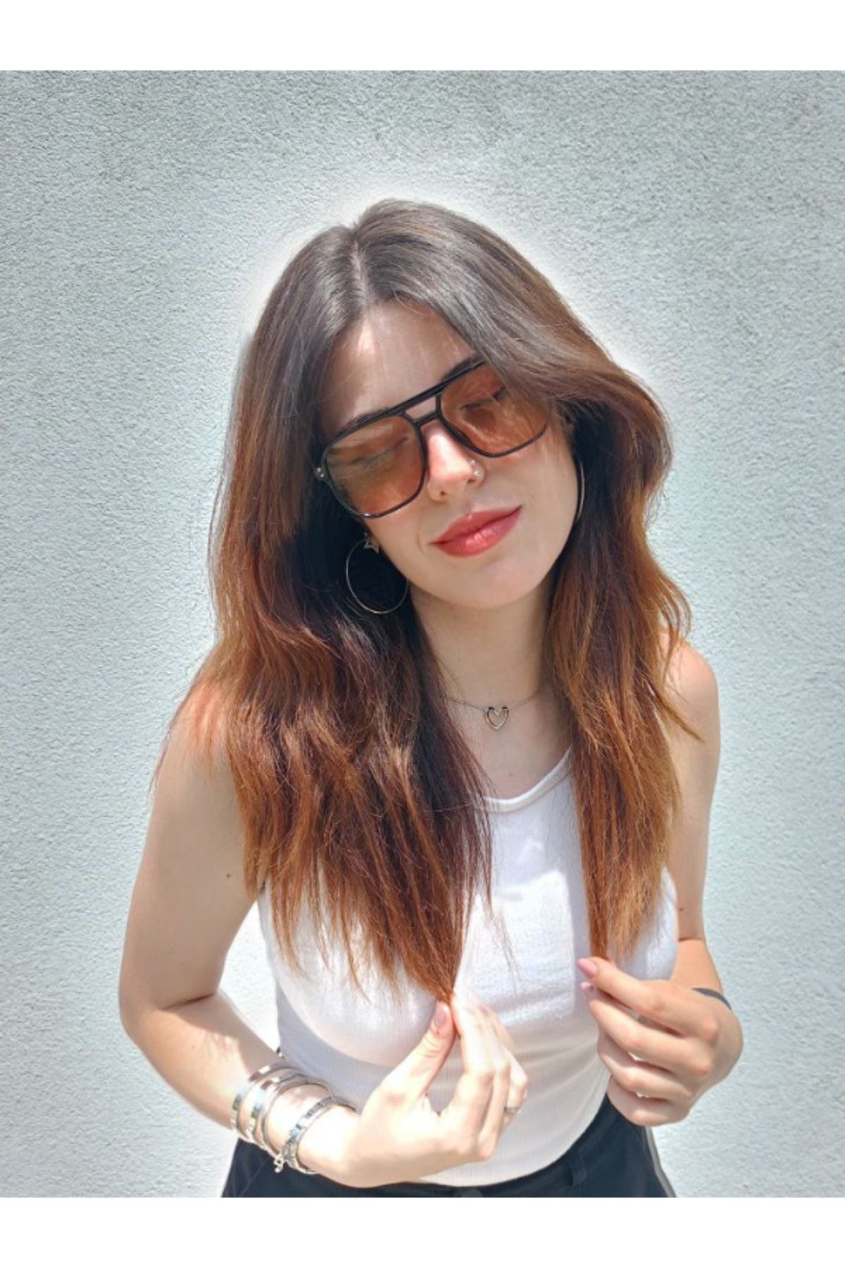 Sunglasses Unisex Retro Tam Çerçeve Kahverengi Siyah Güneş Gözlüğü