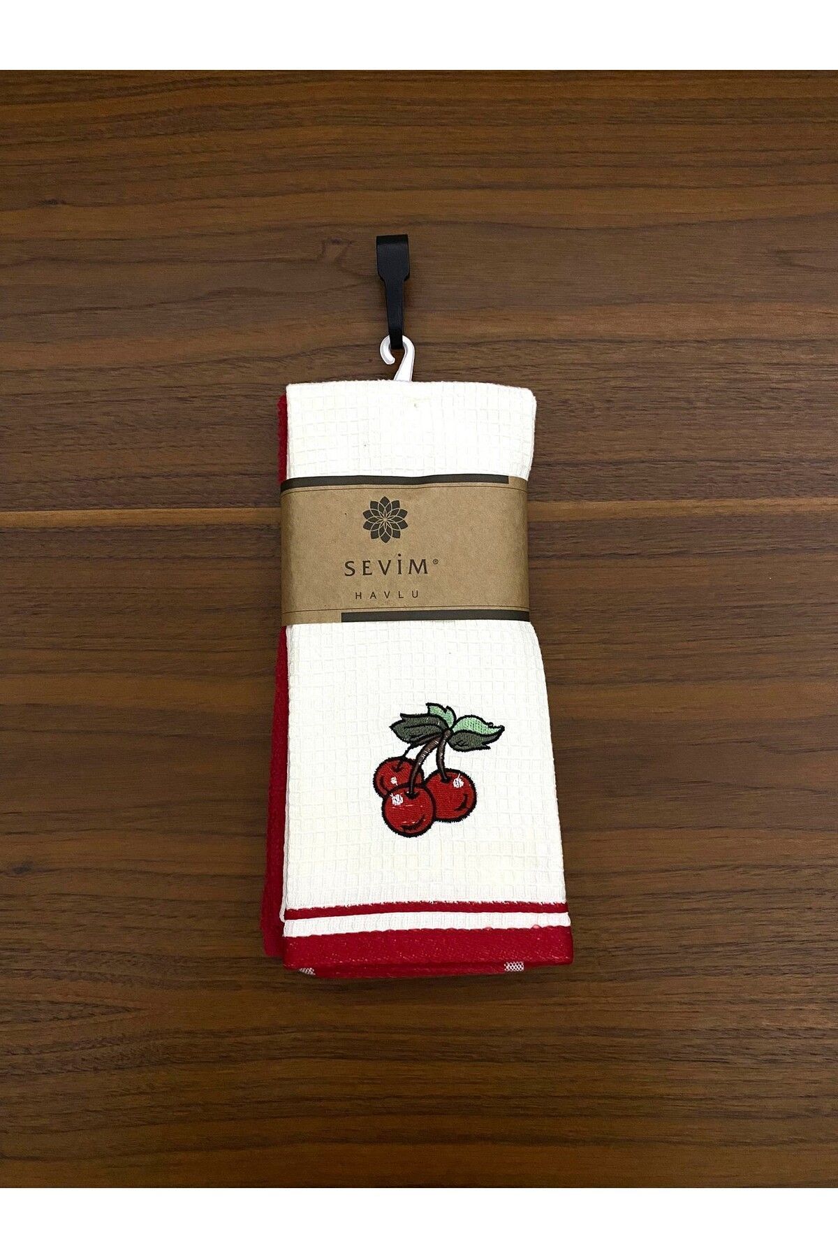 Sevim-Red Cherry Embroidered 2-piece Kitchen Towel Set 4