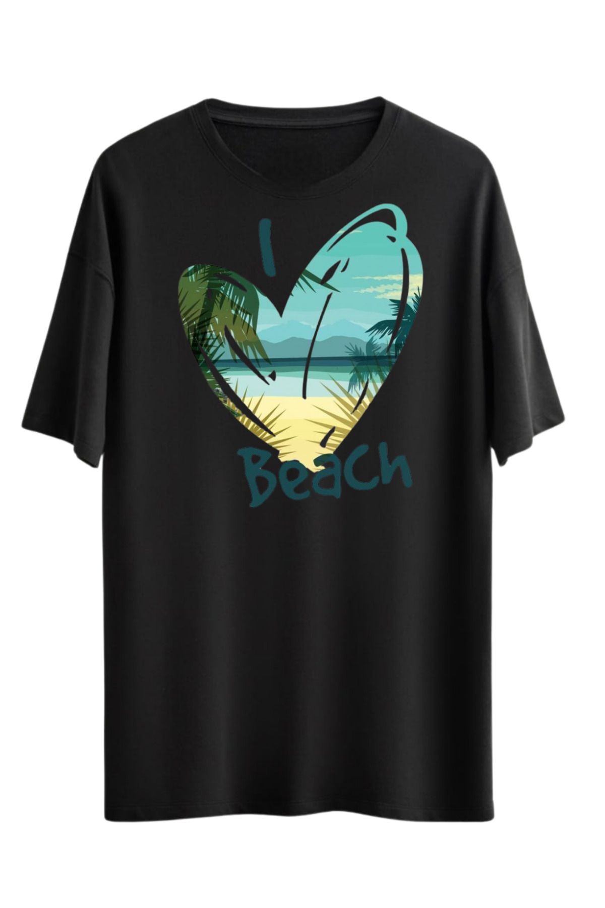 MODA BEACH YAZ PLAJ BOL KESİM OVERSİZE OMUZU DÜŞÜK T-SHİRT TÜYLENMEZ %100 PAMUK
