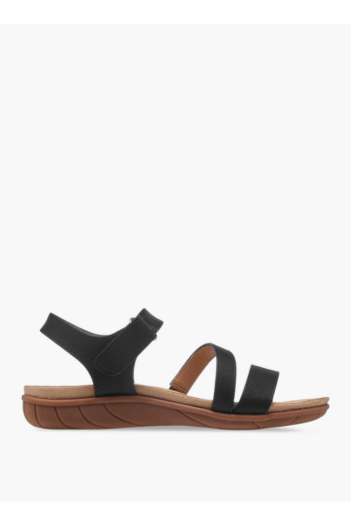 Flora Bella by Shoexpress-Textured Strap Sandals with Hook and Loop Closure 3