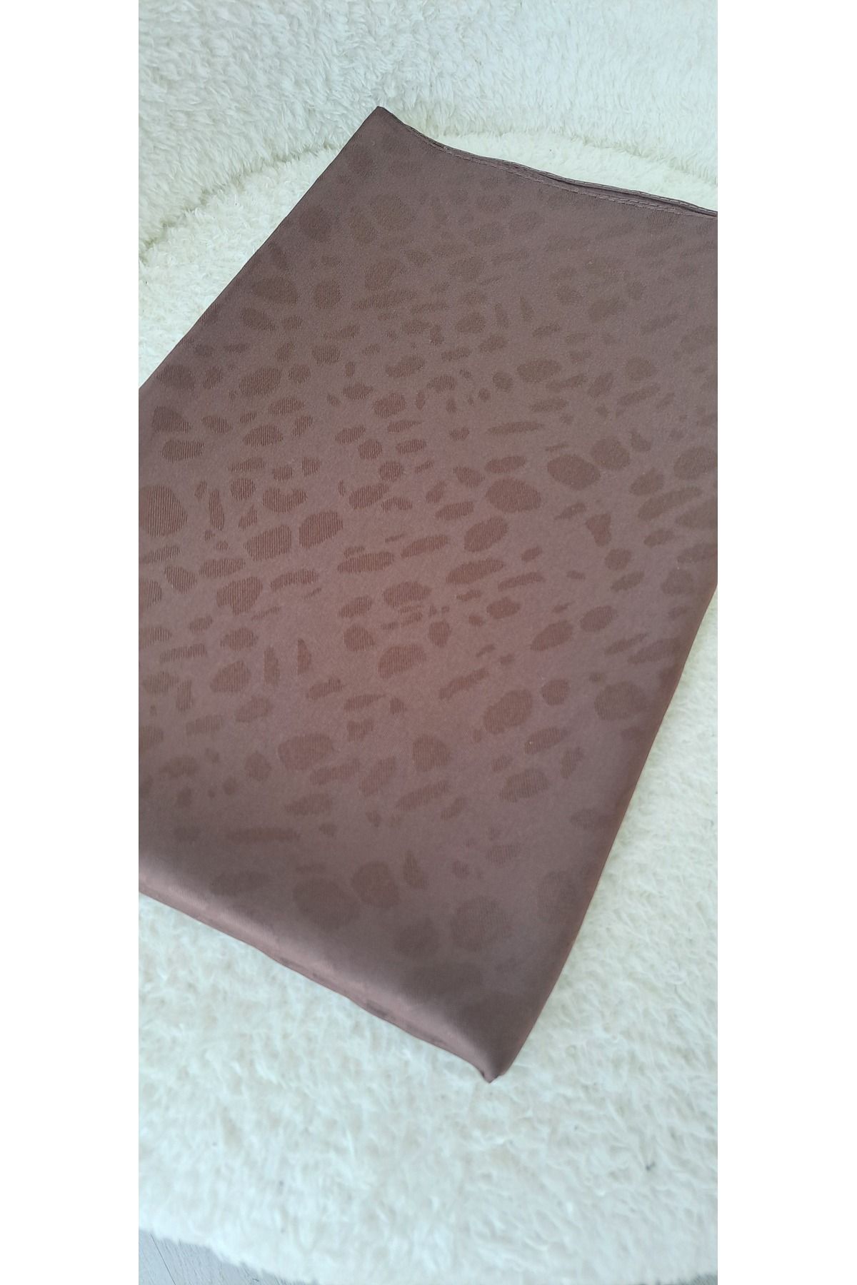 COLLECTİON Acı Kahve leopar baskılı jakarlı şal