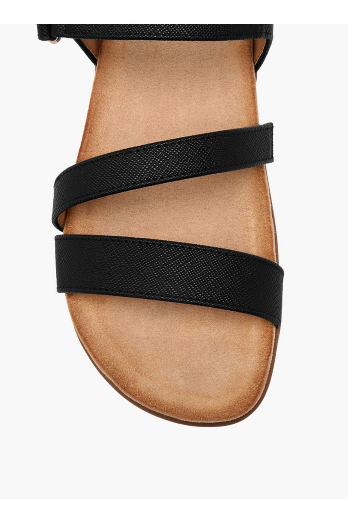 Flora Bella by Shoexpress-Textured Strap Sandals with Hook and Loop Closure 4