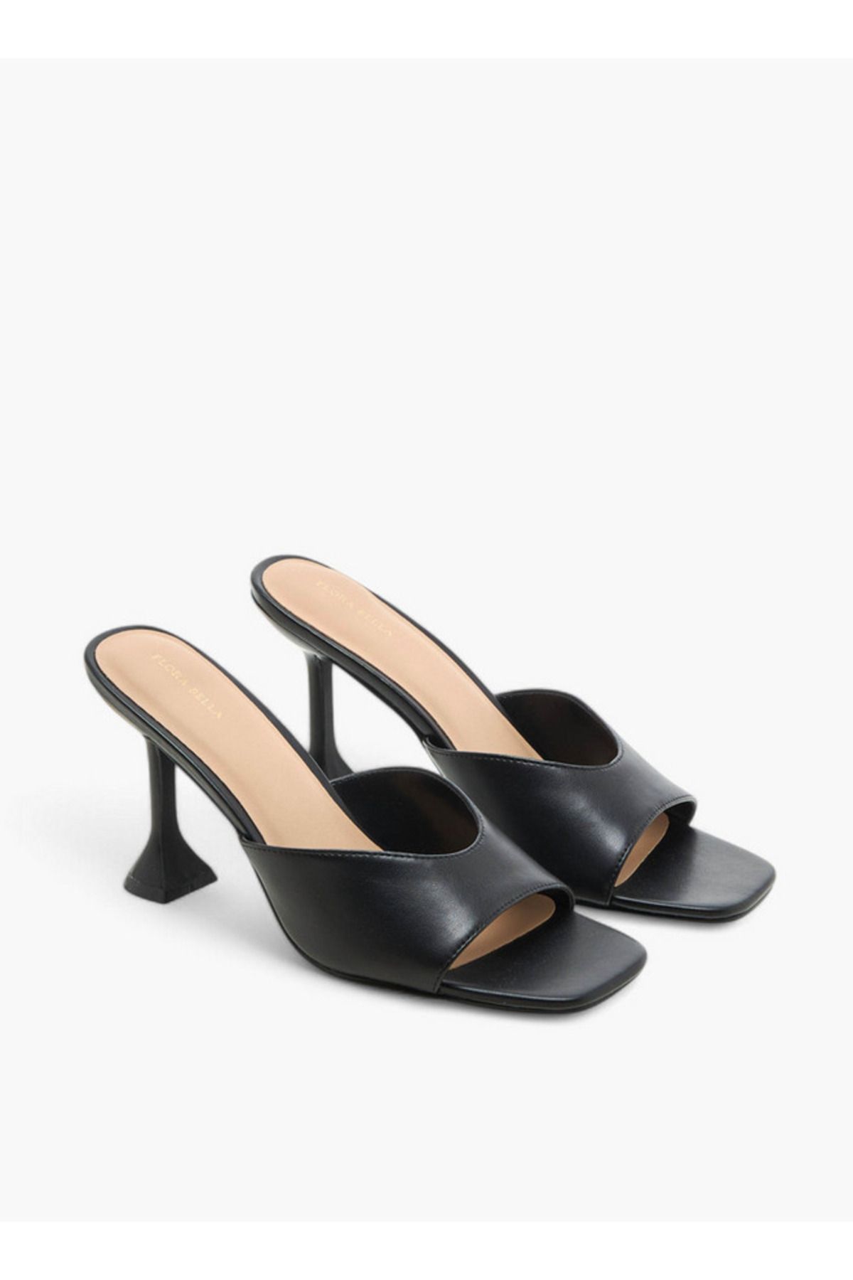 Flora Bella by Shoexpress-Solid Slip-On Sandals with Flared Heels 1