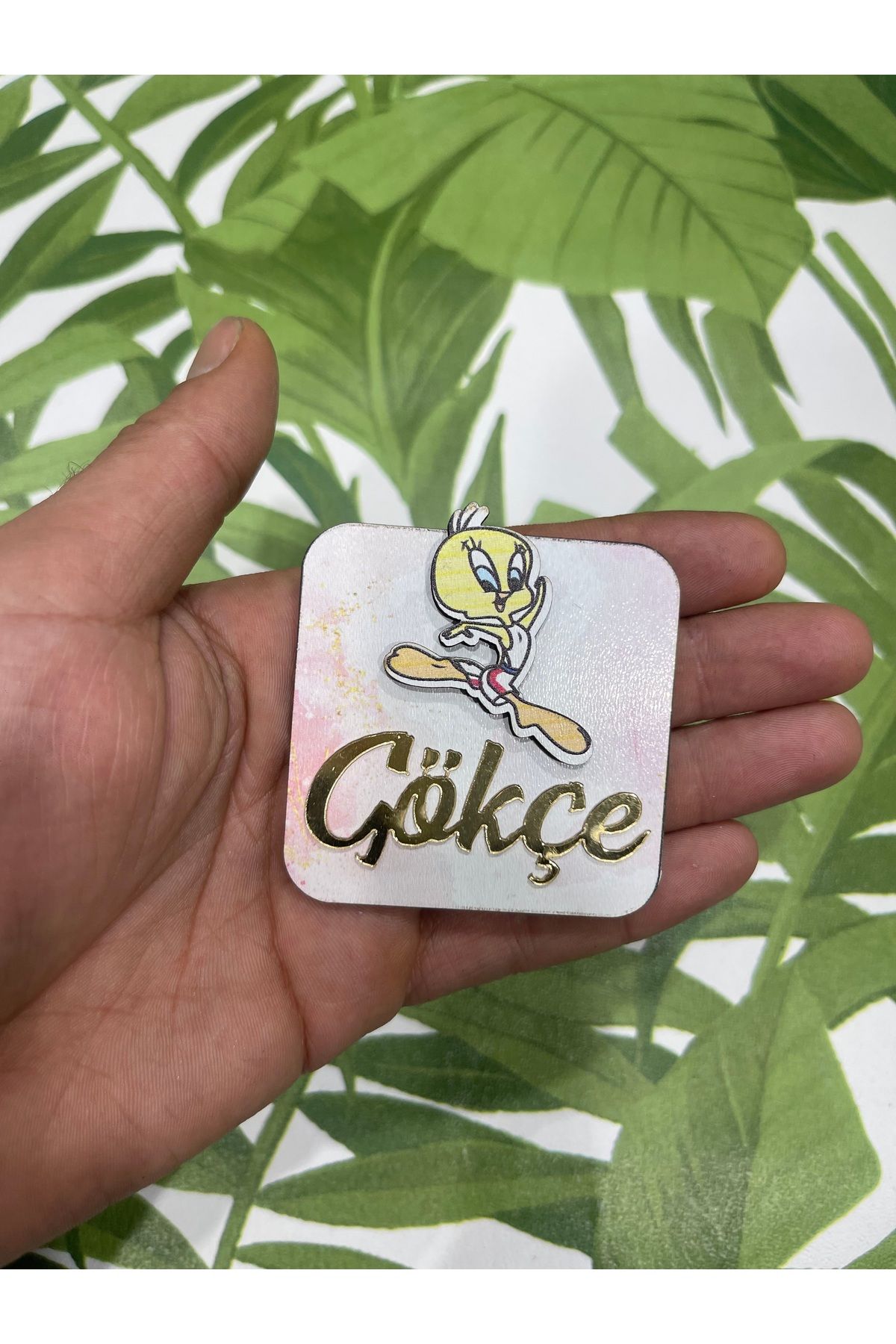 ELF REKLAM Kuş Figürlü Ahşap Baskılı Pleksi Yazılı Magnet 10 Adet