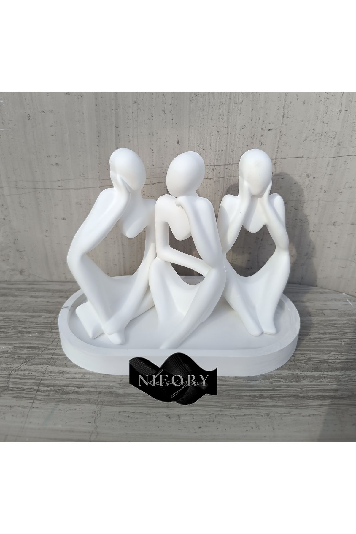Nifory 520-N02 Dekoratif Beton Sunum Aksesuar Set Beton Biblo Organizer Takımı Çok Amaçlı Dekoratif Set