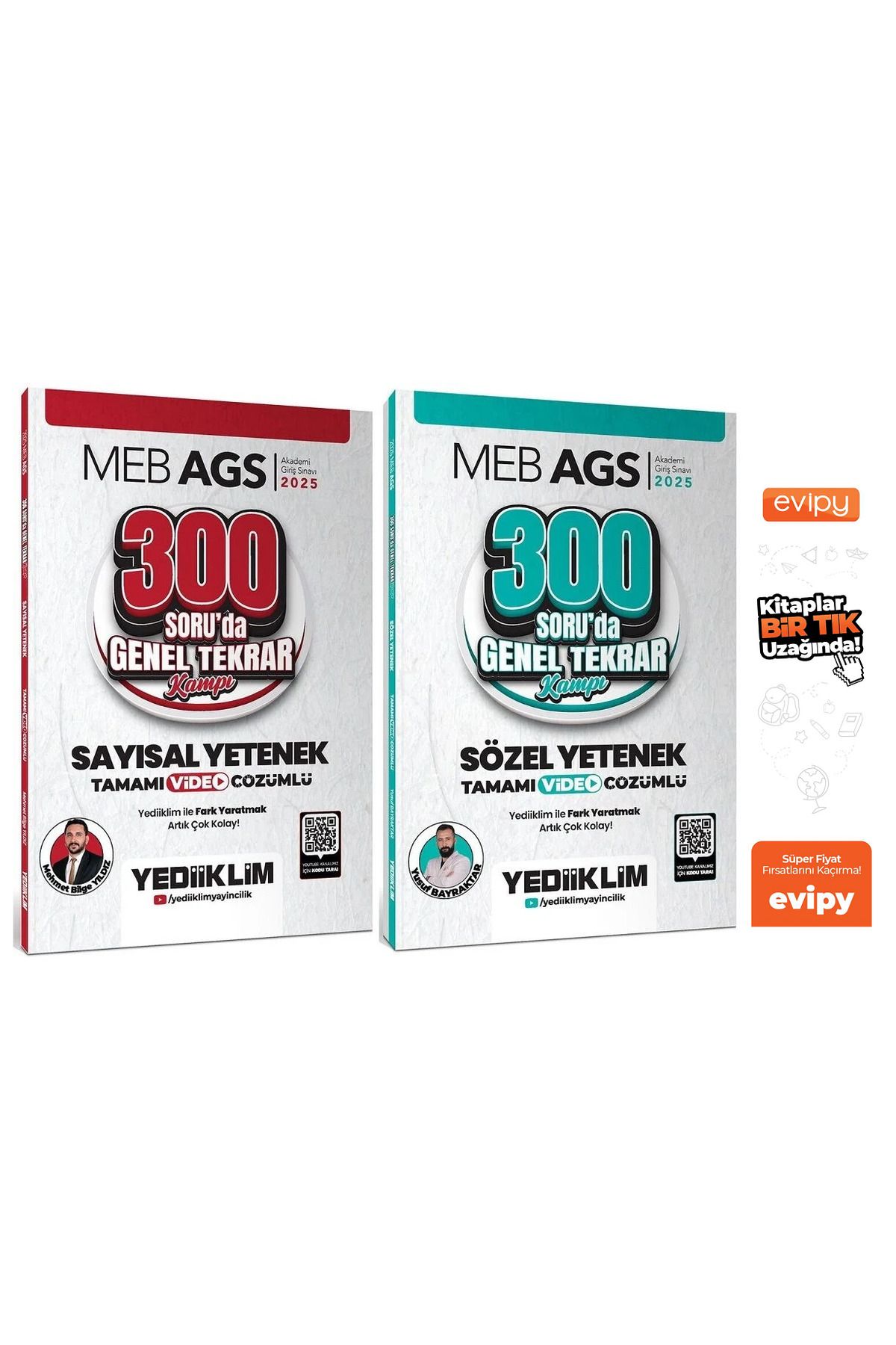 Yediiklim Yayınları 2025 MEB-AGS Sayısal + Sözel Yetenek 600 Soruda Genel Tekrar Kampı 2 Kitap - Mehmet Bilge Yıldız