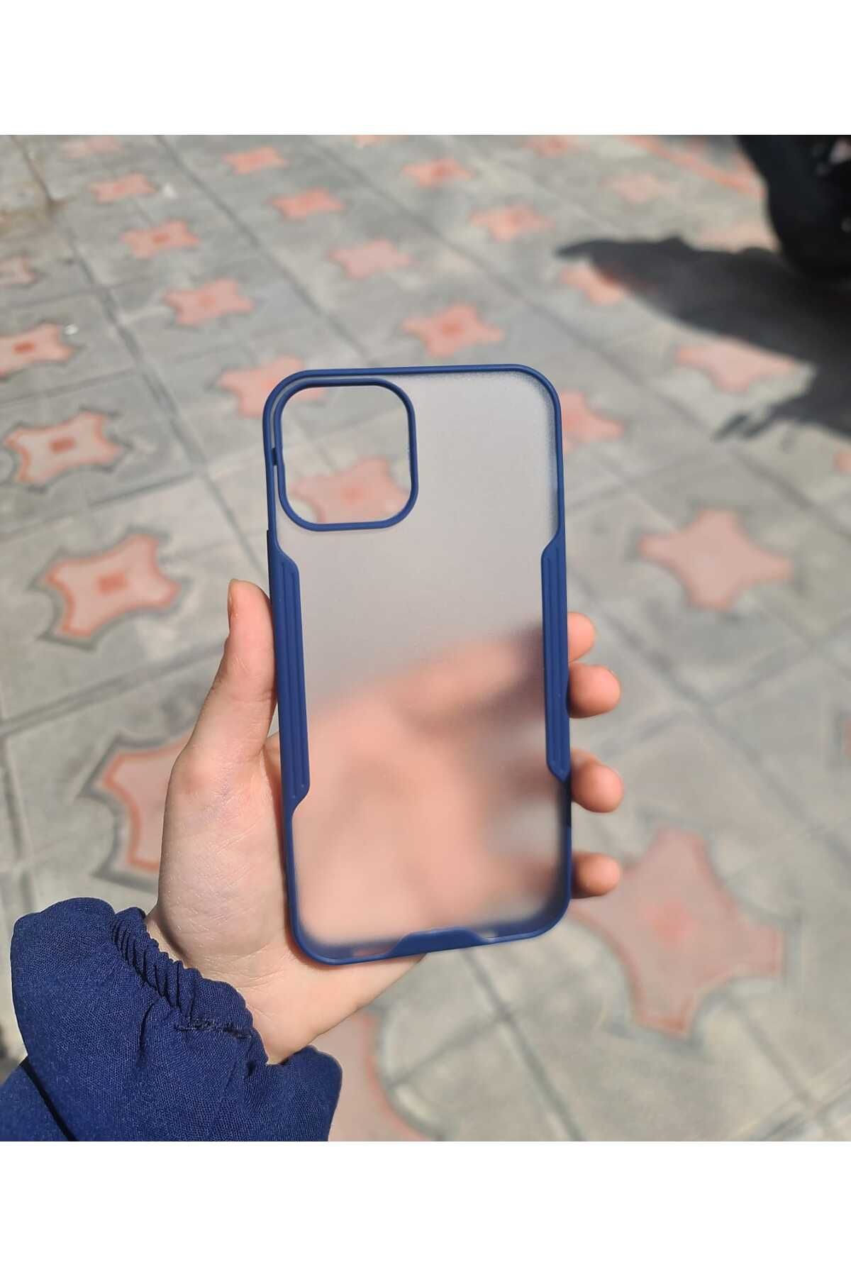 CEP-HANE Apple İphone 12-12Pro Uyumlu Kenarı Renkli Arkası Şeffaf Parfe Kapak Kılıf