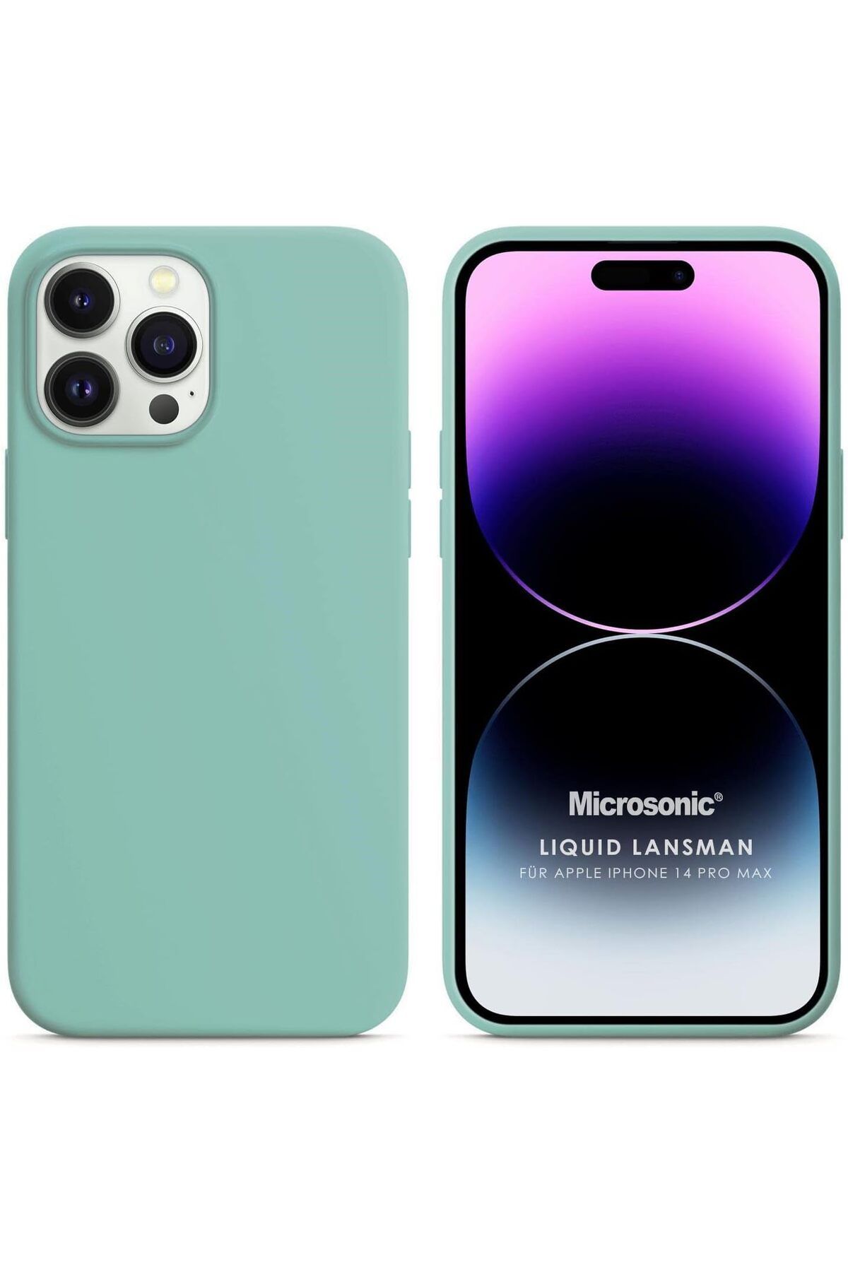 ÇAĞUR Eser iPhone 14 Pro Max için Kılıf Liquid Lansman Silikon Su Yeşili [iPhone 14 Pro Max ile Uyumlu