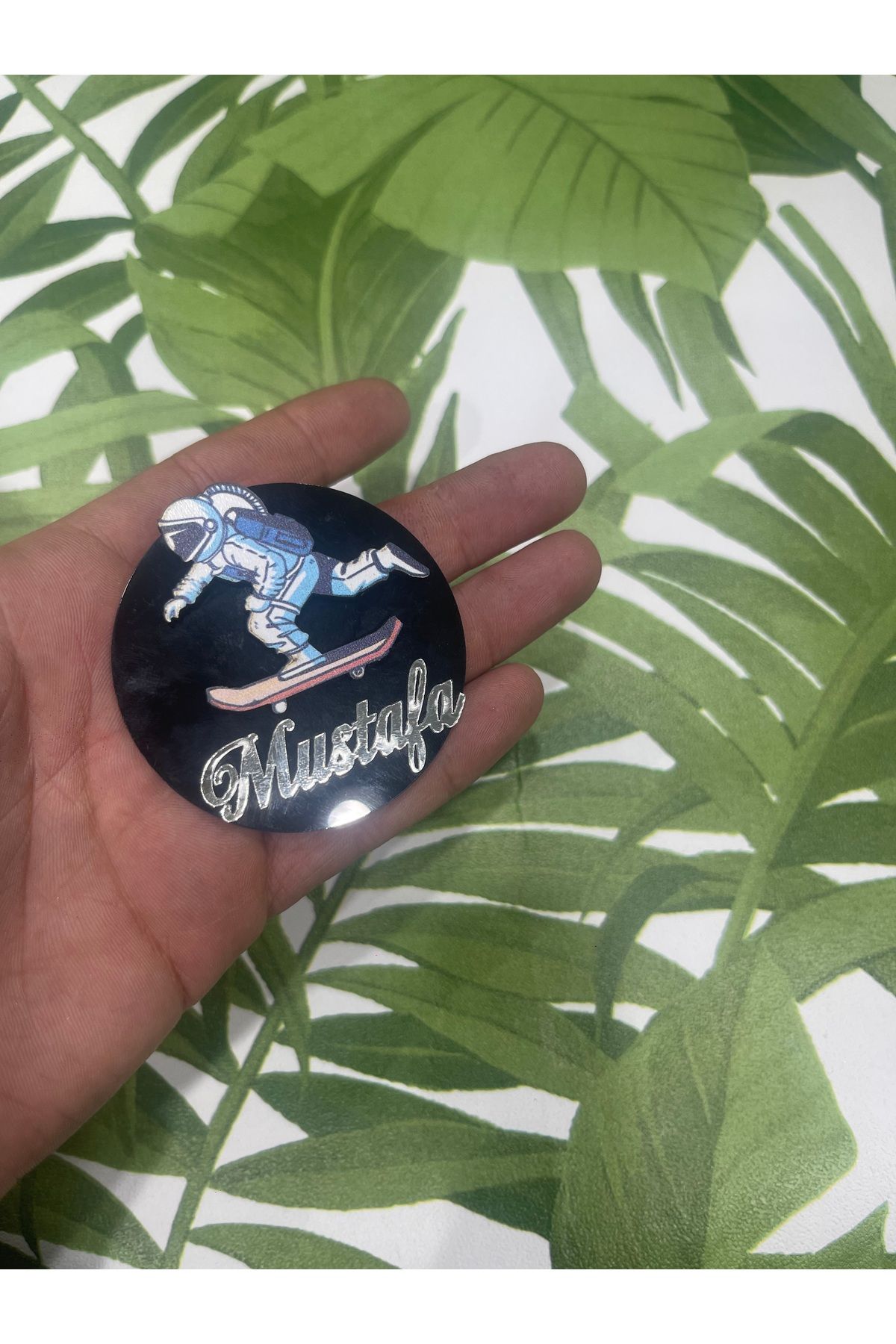 ELF REKLAM Astronot Figürlü Kişiye Özel Ahşap Baskılı Pleksi Yazılı Magnet 10 Adet