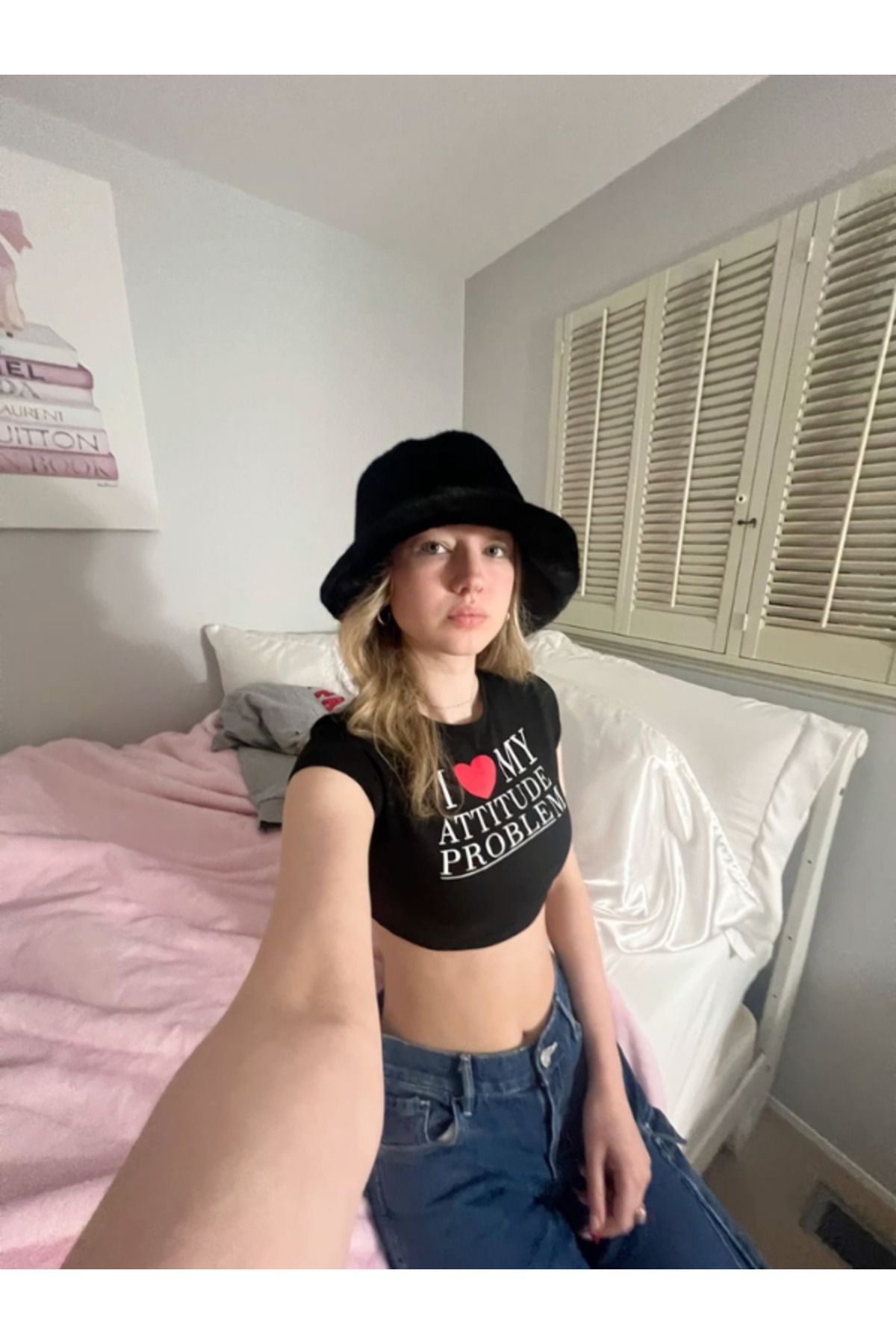DEEFWEAR DREICH I LOVE MY ATTITUDE PROBLEM BASKILI SIYAH CROP