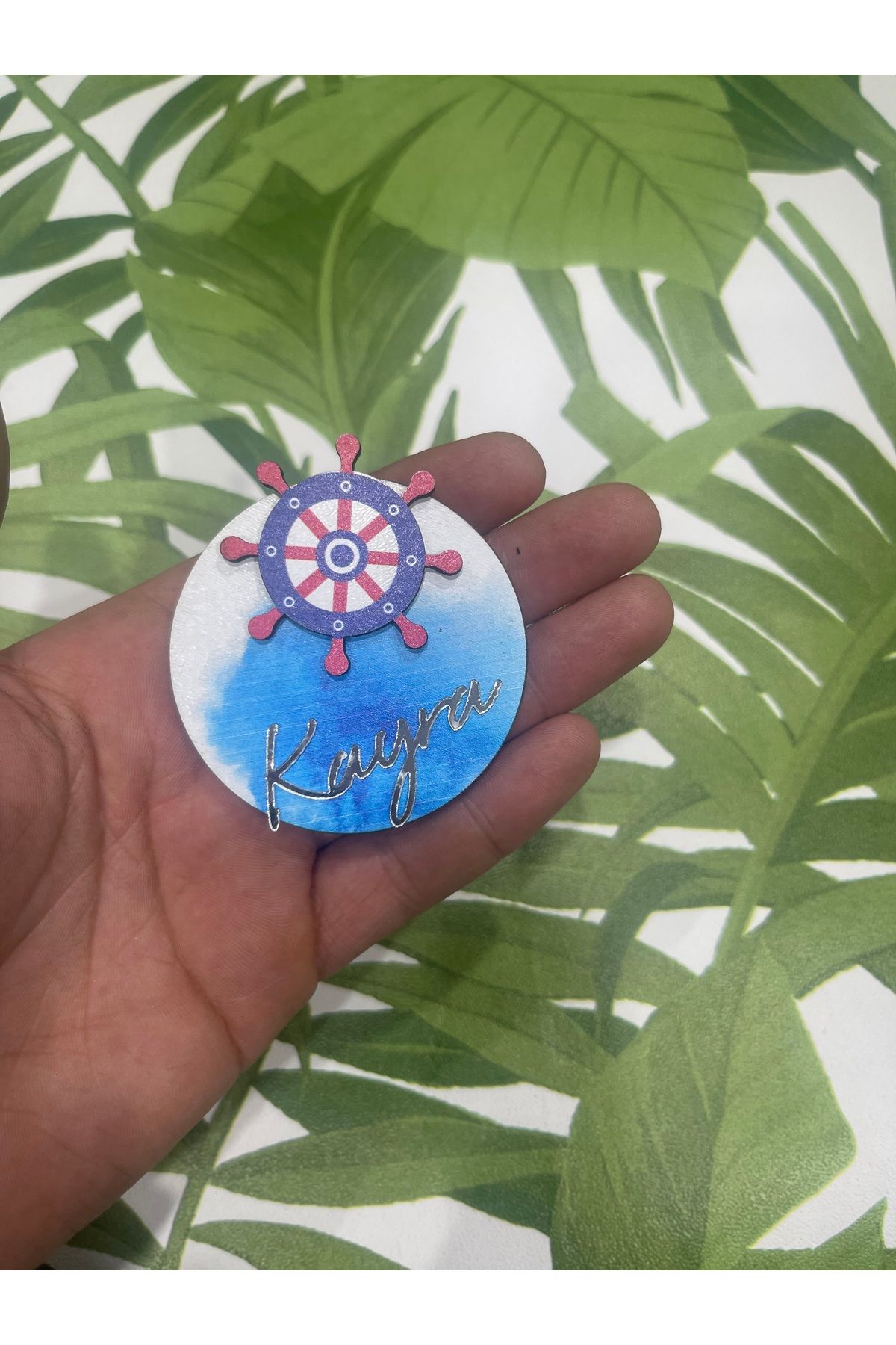 ELF REKLAM Tekne Dümen Kişiye Özel Ahşap Baskılı Pleksi Yazılı Magnet 10 Adet