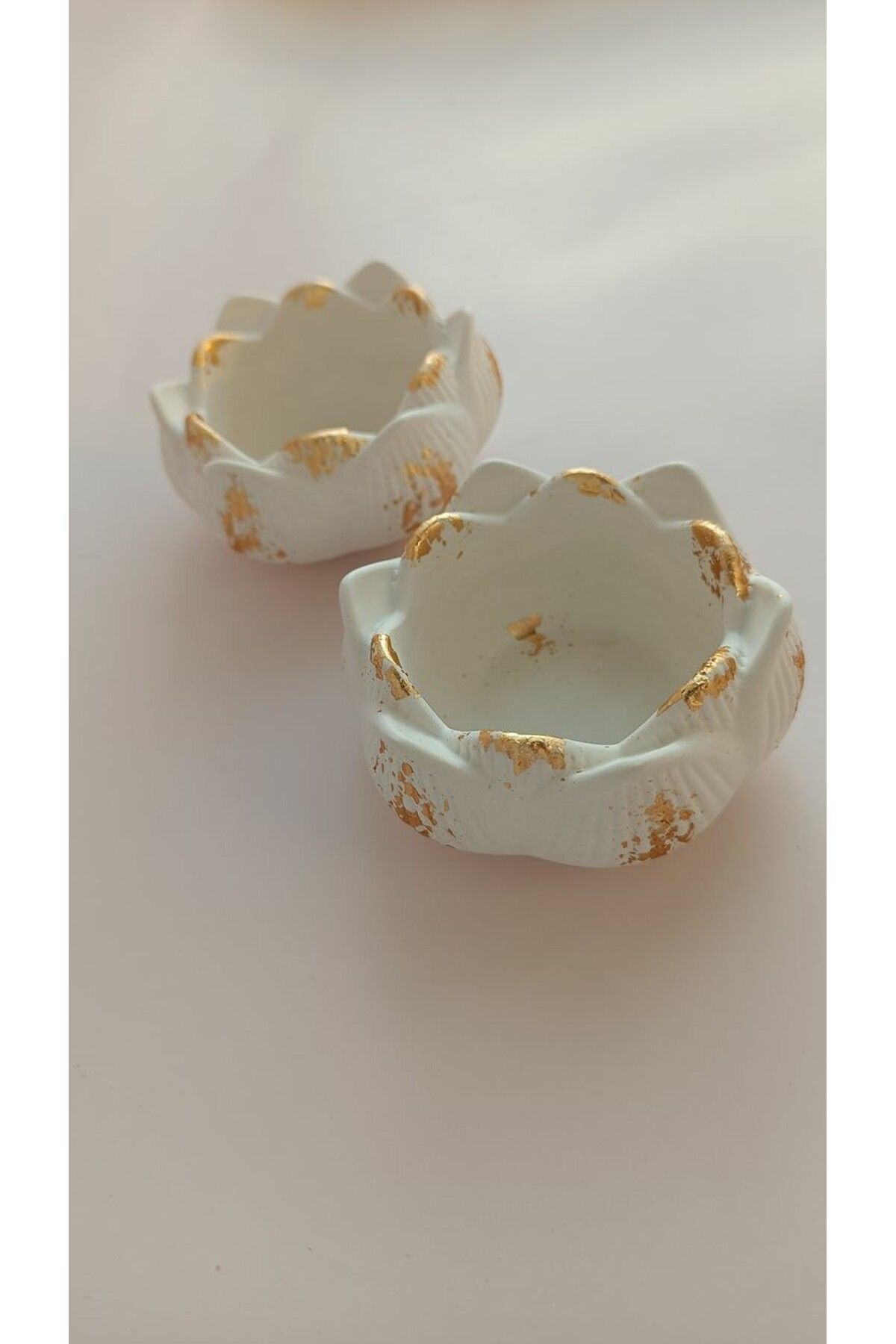beautystyle Gold Detaylı Lotus Şeklinde Dekoratif Mini Takı Tabağı, Mum Tabağı