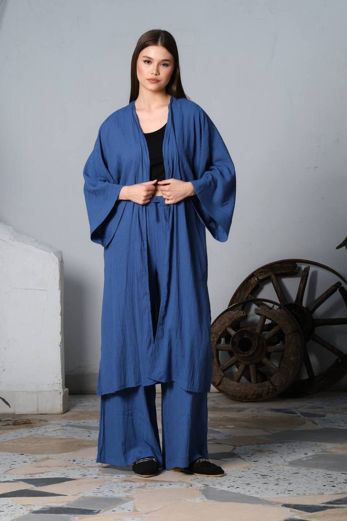 DENİKK Kadın yazlık trend ikili takım kimono 232-8066