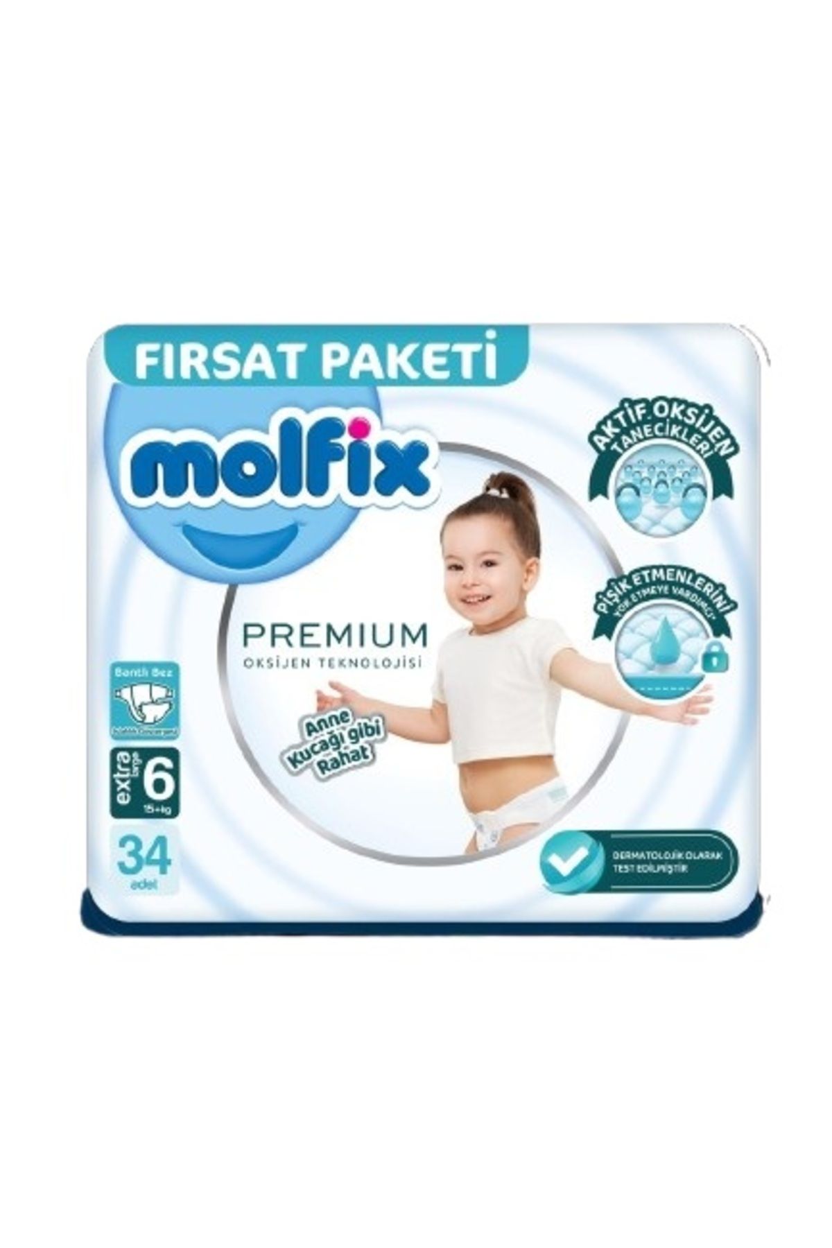 Skygo Molfix Premium Bebek Bezi Fırsat Paketi 6 Beden 15+ Kg 34 Adet