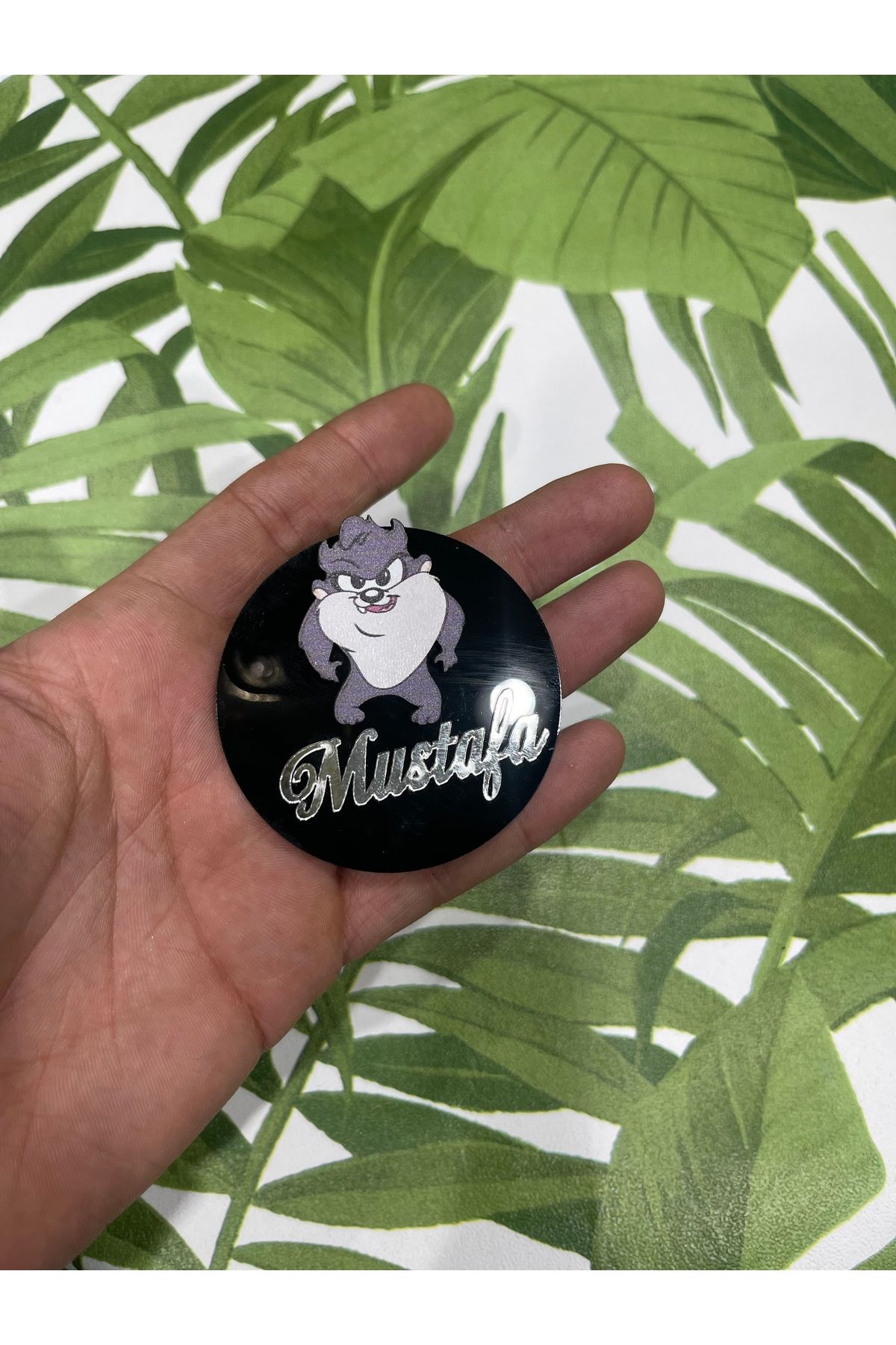 ELF REKLAM Tazmanya Figürlü Ahşap Baskılı Pleksi Yazılı Magnet 10 Adet