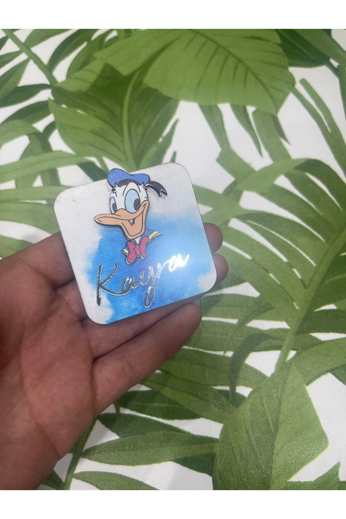 ELF REKLAM Ordek Figürlü Kişiye Özel Ahşap Baskılı Pleksi Yazılı Magnet 10 Adet