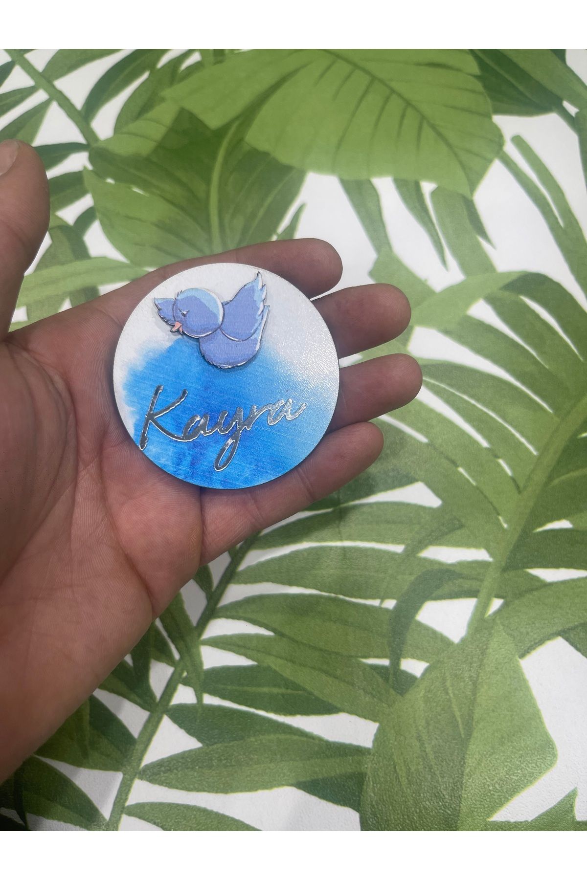 ELF REKLAM Talih Kuşu Kişiye Özel Ahşap Baskılı Pleksi Yazılı Magnet 10 Adet