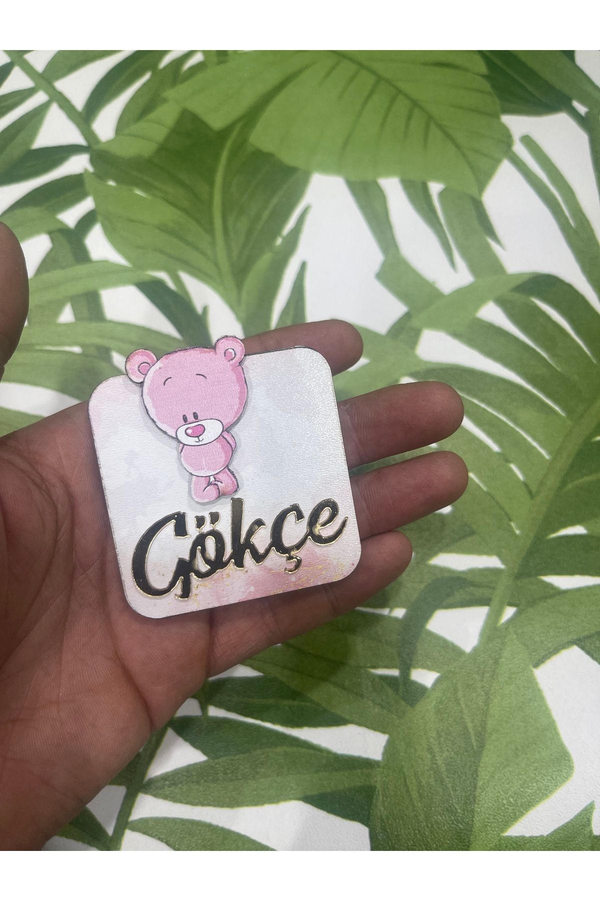 ELF REKLAM Ayıcık Kişiye Özel Ahşap Baskılı Pleksi Yazılı Magnet 10 Adet