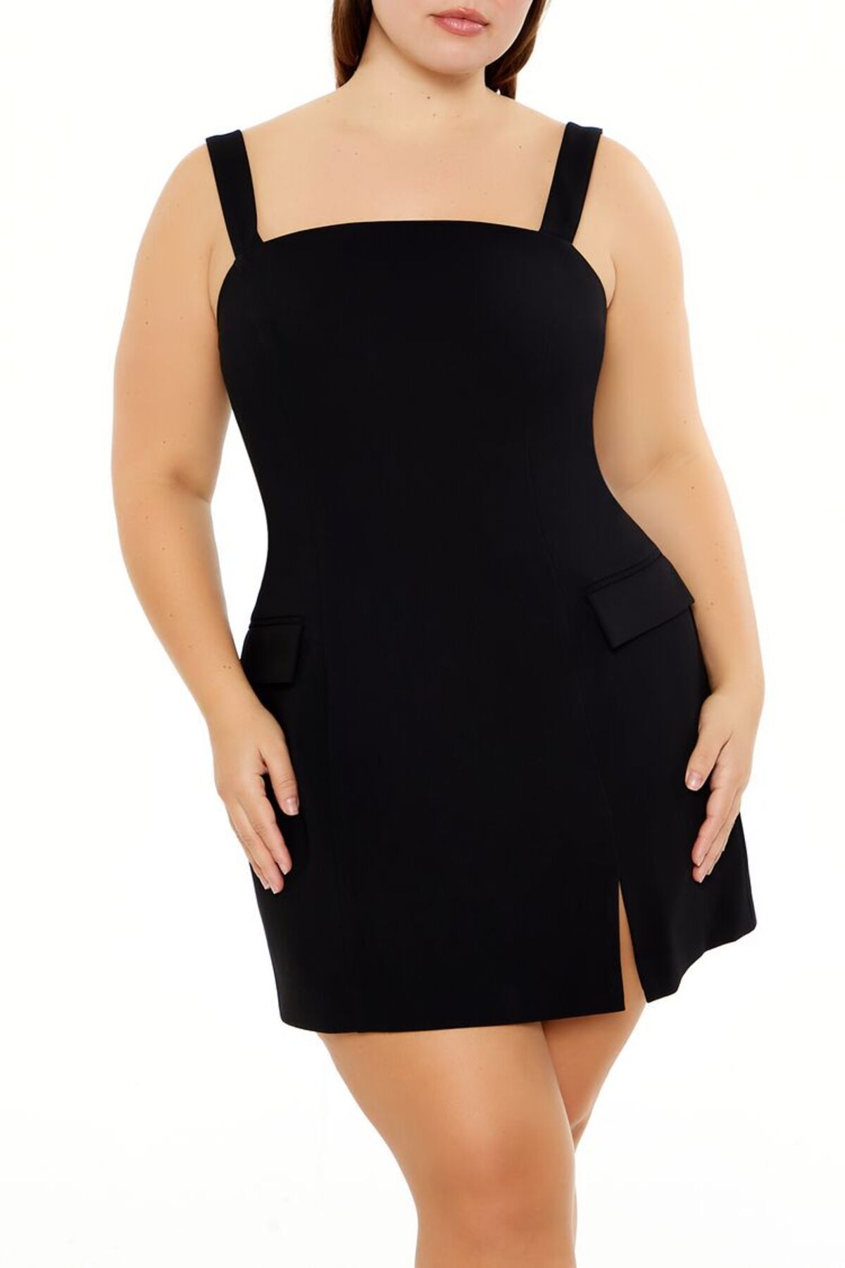 Forever 21 Plus Size Yırtmaç Detaylı Mini Elbise