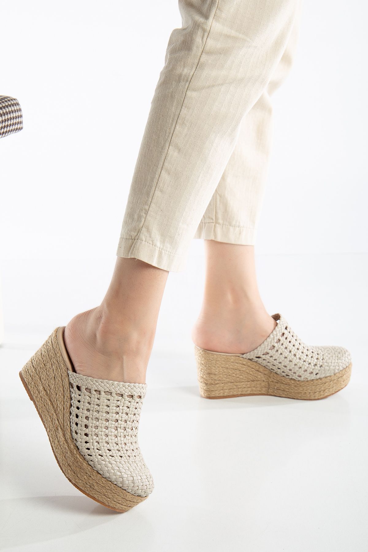 Elile Shoes-Genuine Leather Platform Hand Knitted Sabo Slippers from Number 33-34-35 to Number 41-42-43-44-45 4